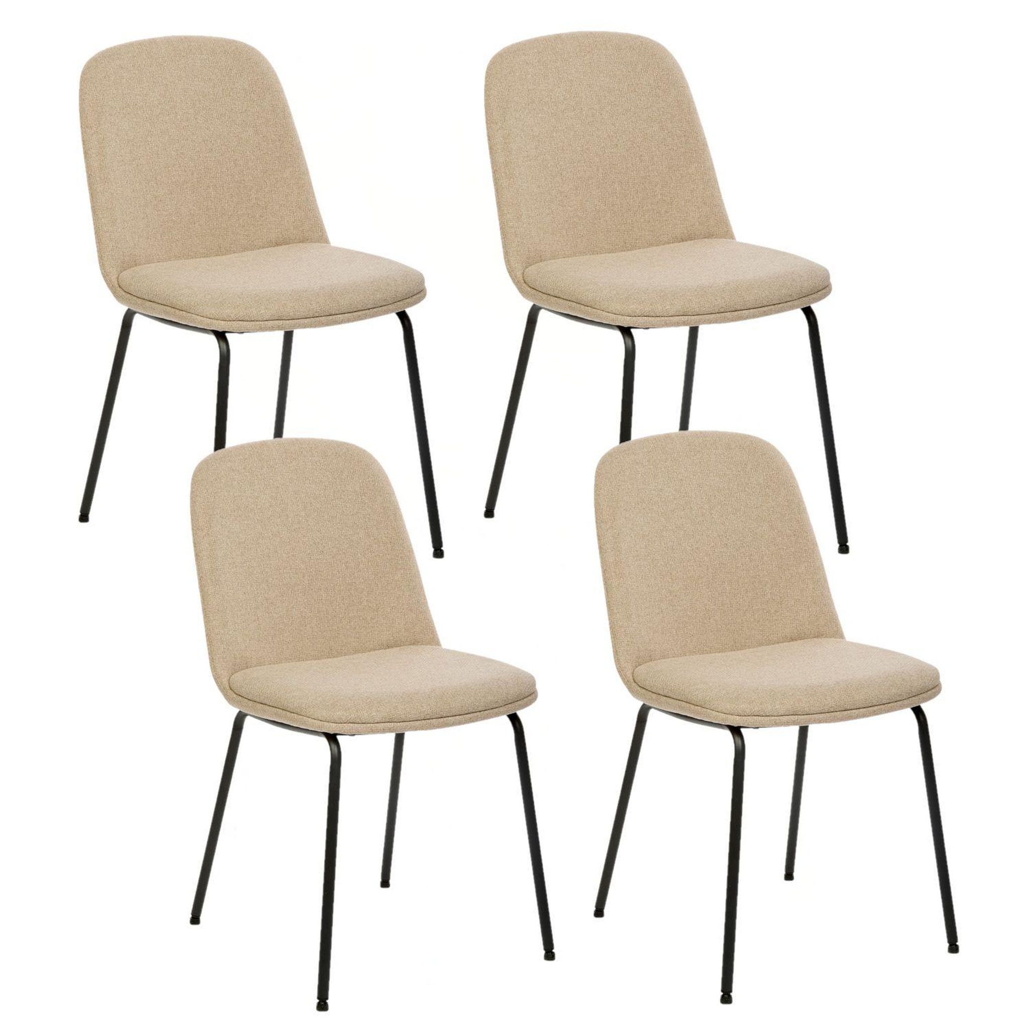 TOILINUX Lot de 4 chaises en tissu et pieds métal neora. Coloris disponibles : Vert, Jaune, Beige, Blanc