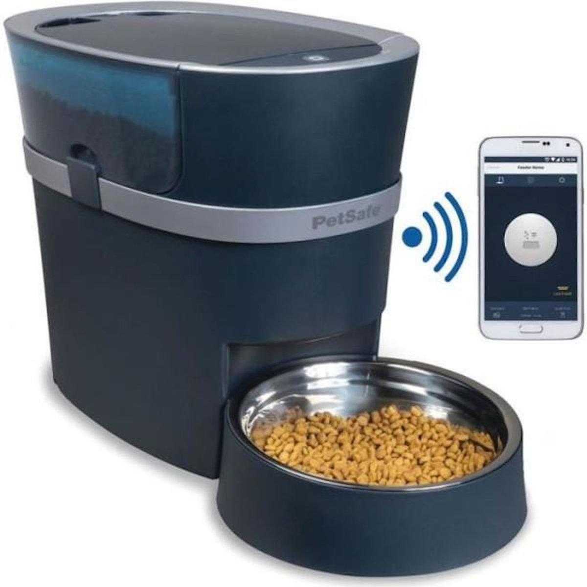 PETSAFE PetSafe - Distributeur de Croquettes Automatique Connecté Smart Feed pour Chien/Chat, avec minuterie, bol en acier inoxydable,