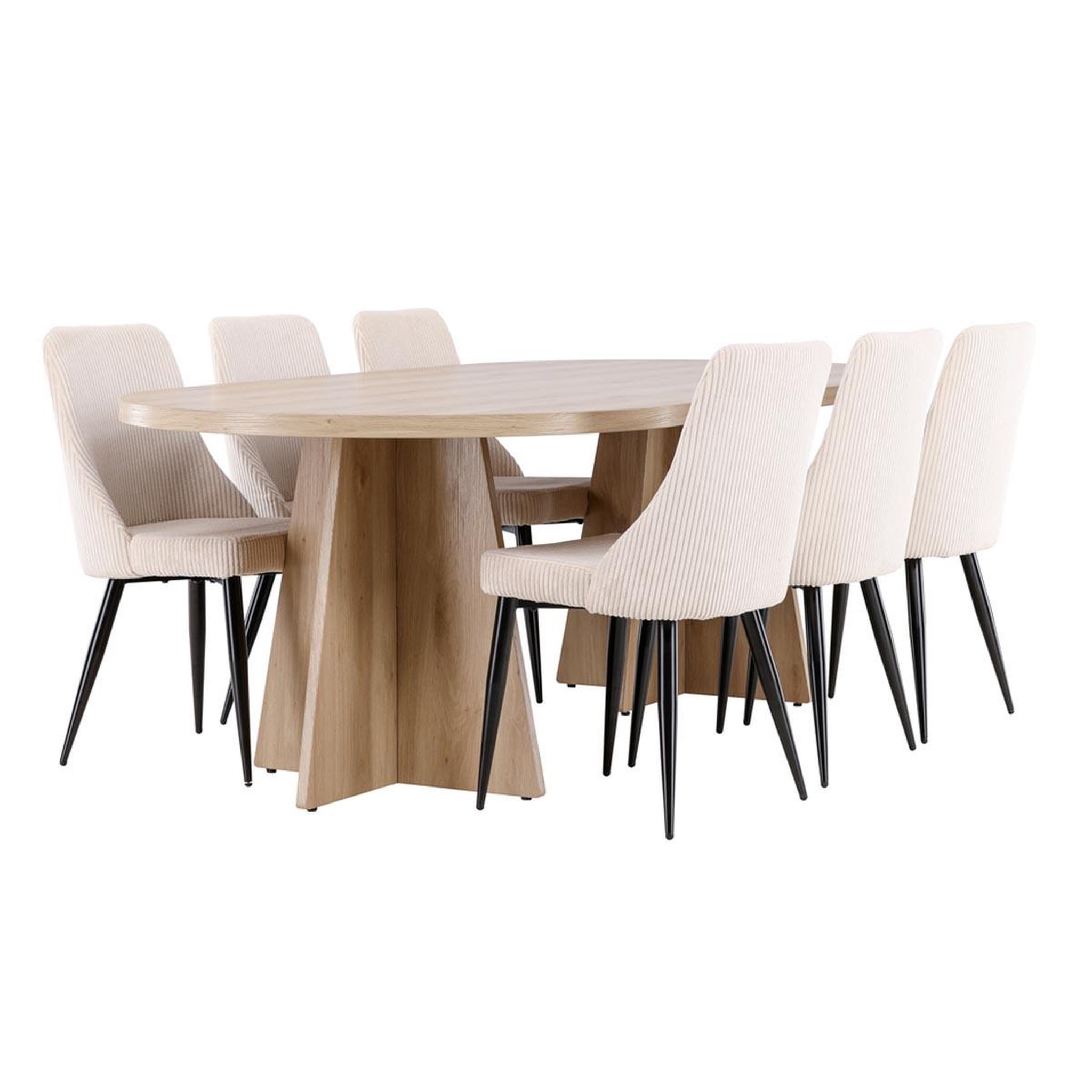 Paris Prix Ensemble table à manger & 6 chaises  bootcut & leone  230cm naturel & beige