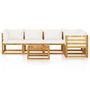 Voir la diapositive 3 : VIDAXL Salon de jardin 6 pcs avec coussin Creme Bois d'acacia solide