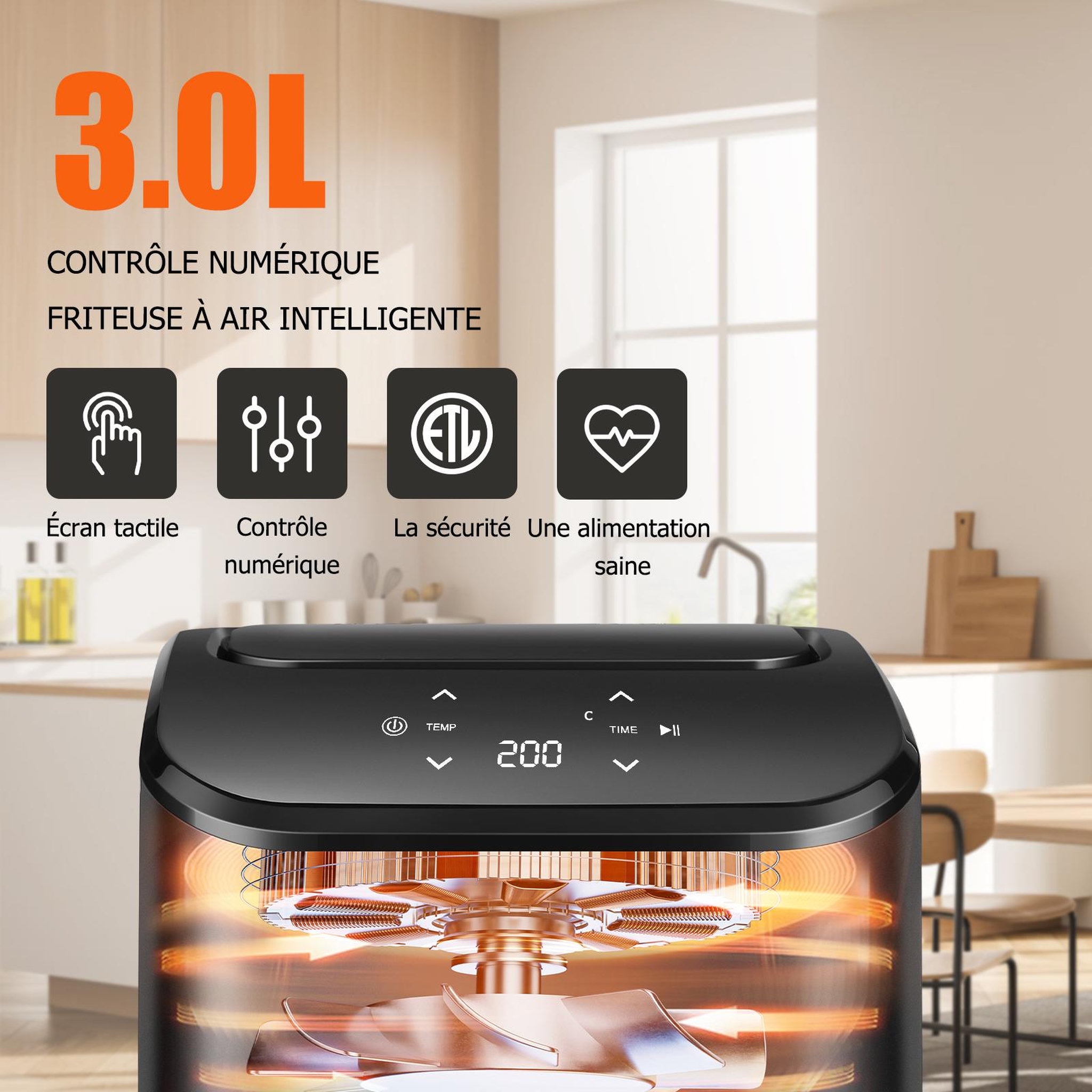 Voir la diapositive 6 : DEIME DEIME - 2,5 l 1000 w écran tactile cuisson 360° – noir