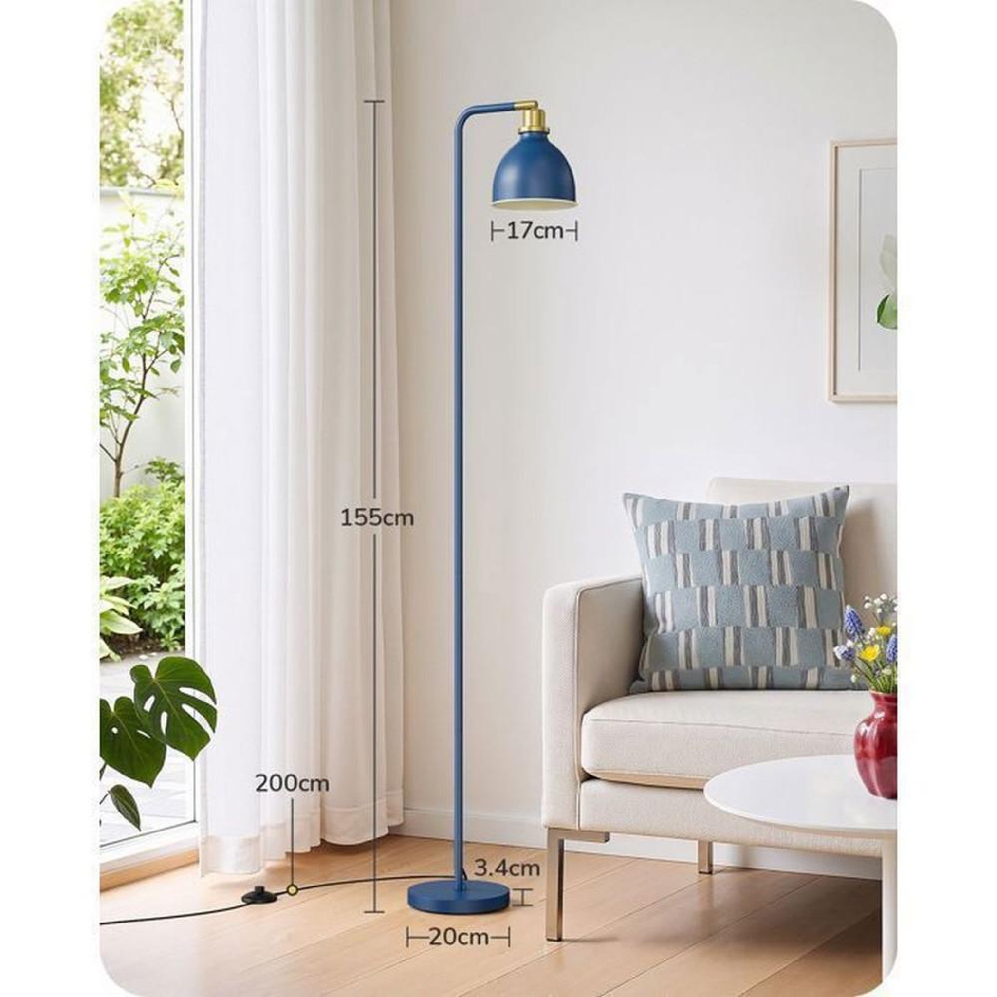 Voir la diapositive 5 : Lampadaire industriel bleu marine 155 cm tête réglable métal E27 LED 2700K