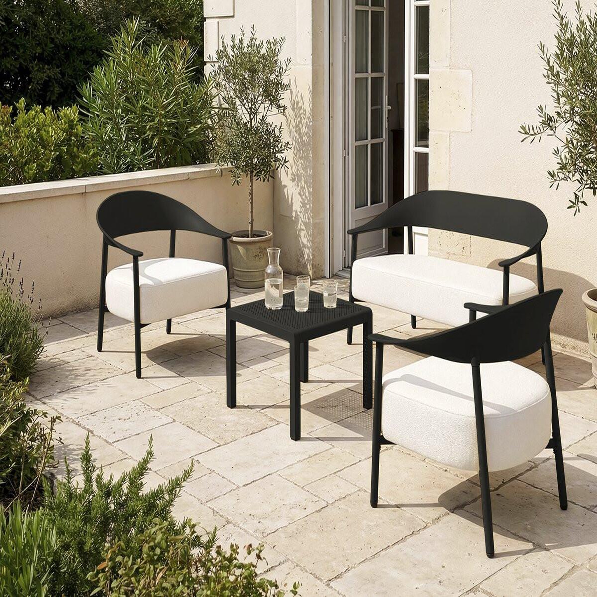 Voir la diapositive 2 : Habitat et Jardin Salon de jardin en métal et plastique  céora  - 4 places - noir