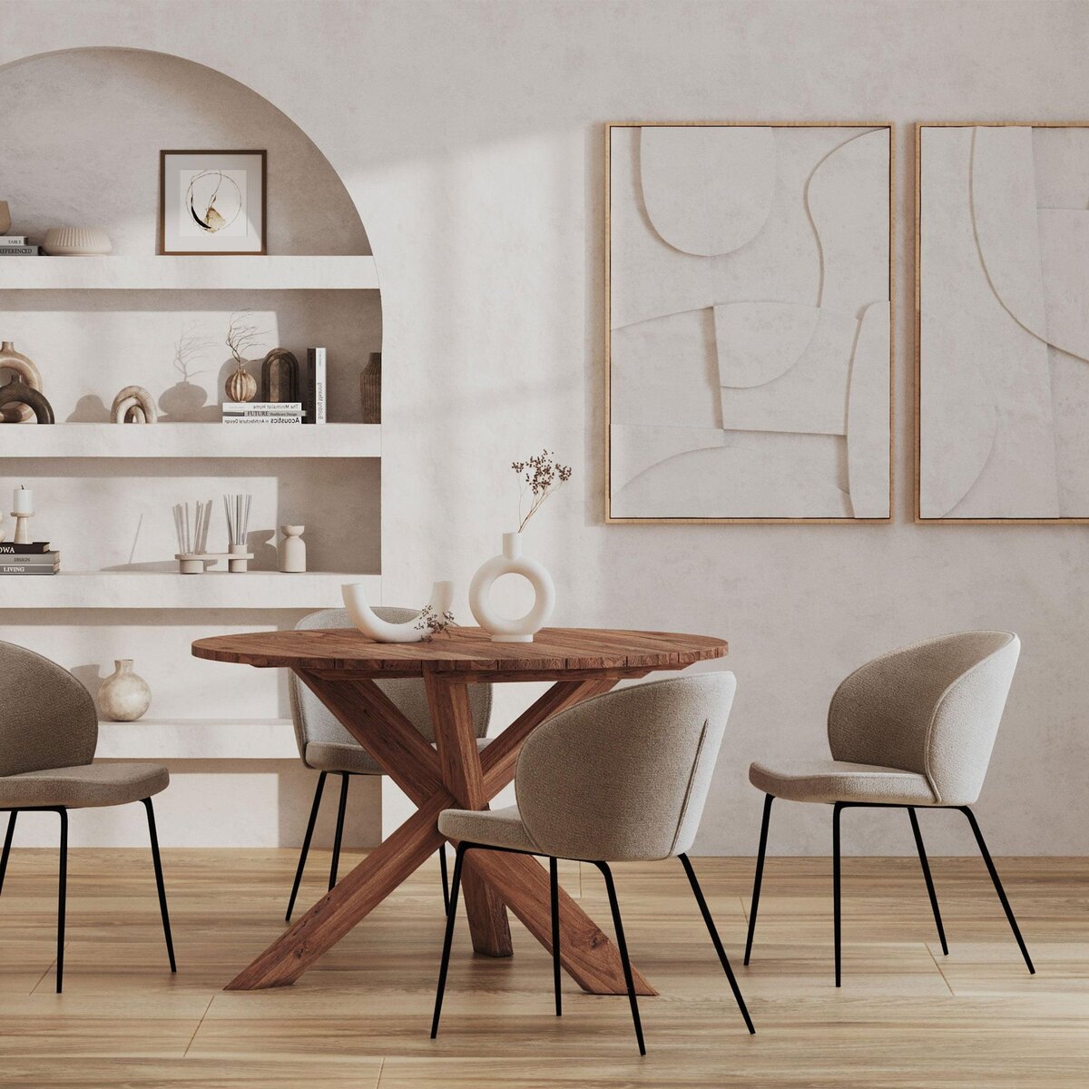 Rendez vous déco Lot de 2 chaises jaunes en tissu bouclette et pied en métal - Groom