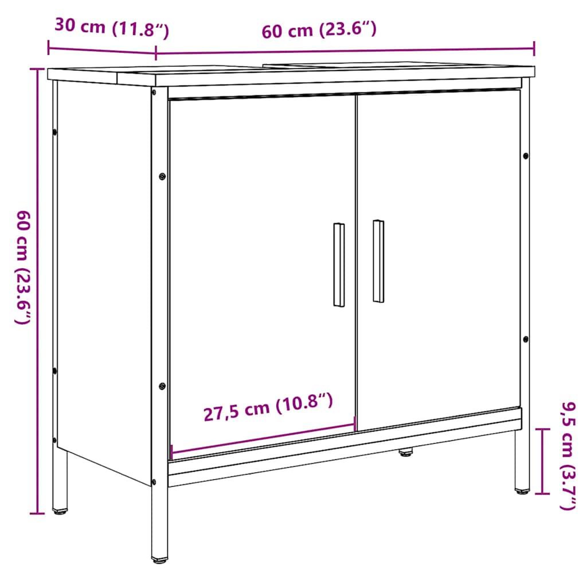 Voir la diapositive 6 : VIDAXL Armoire lavabo vieux bois 60x30x60 cm bois d'ingenierie