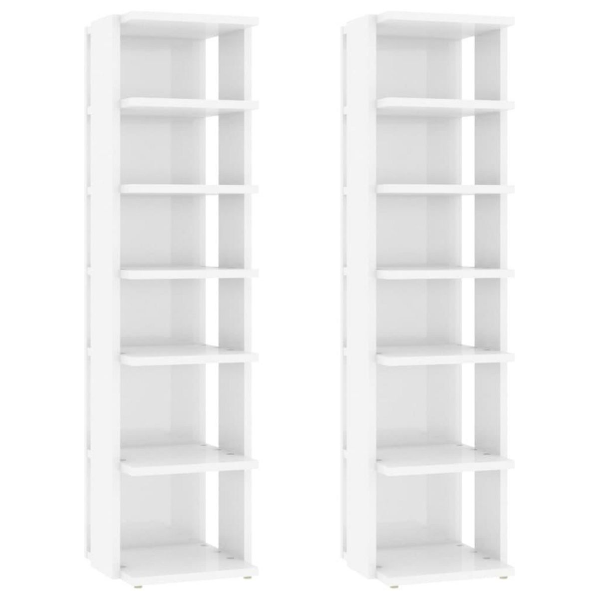 VIDAXL Armoires a chaussures 2 pcs Blanc brillant 27,5x27x102 cm