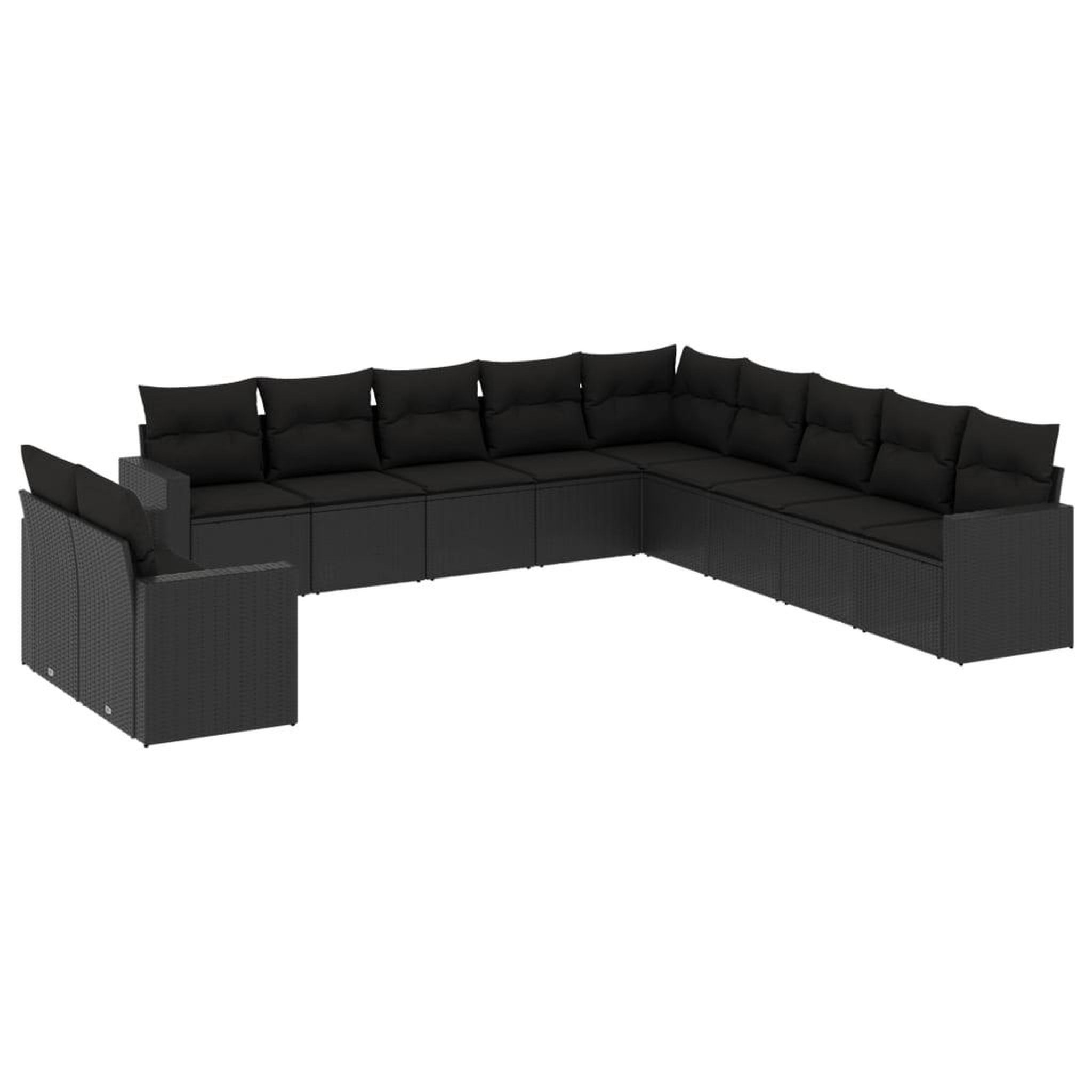Voir la diapositive 2 : VIDAXL Salon de jardin 11 pcs avec coussins noir resine tressee