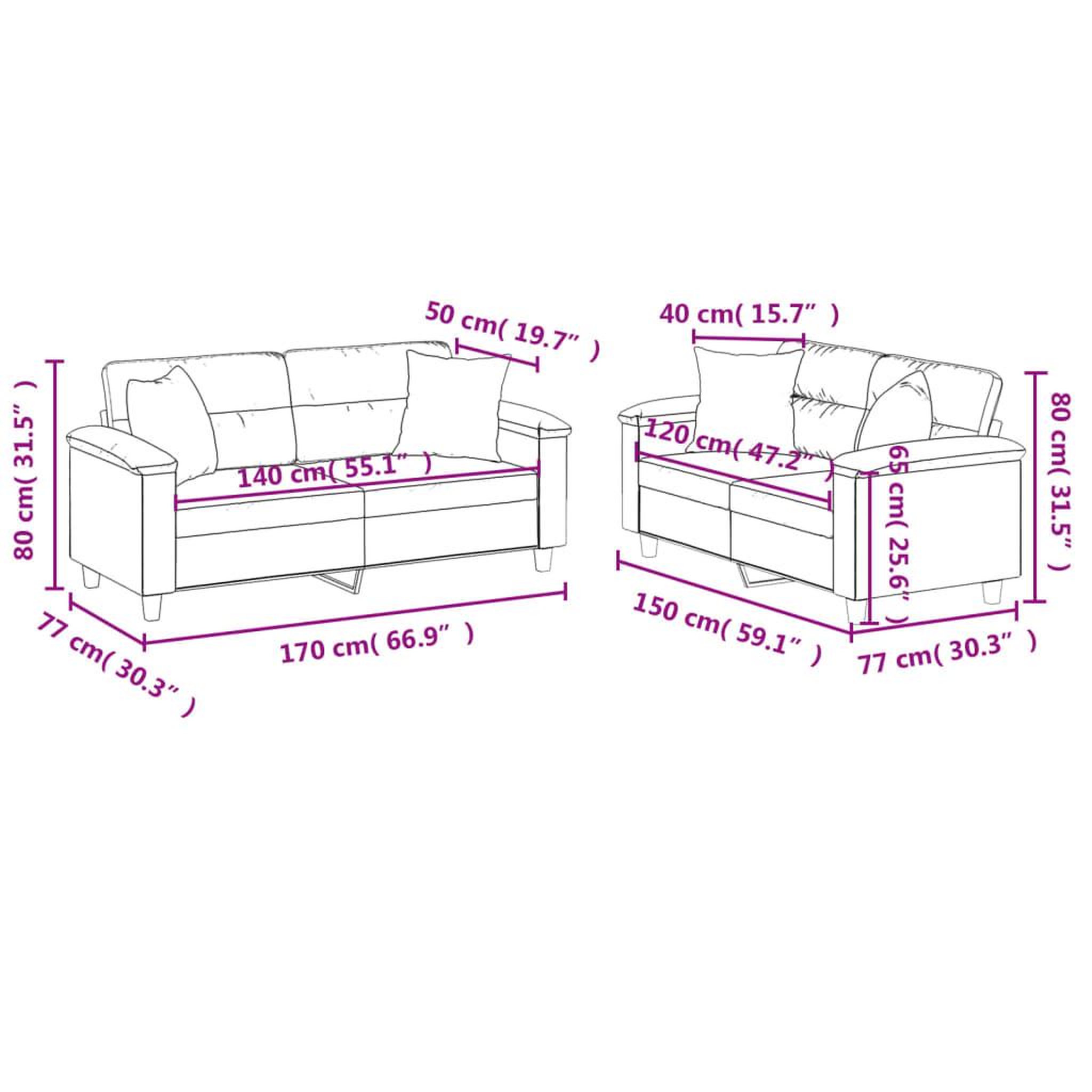 Voir la diapositive 6 : VIDAXL Ensemble de canapes 2 pcs avec coussins gris similicuir