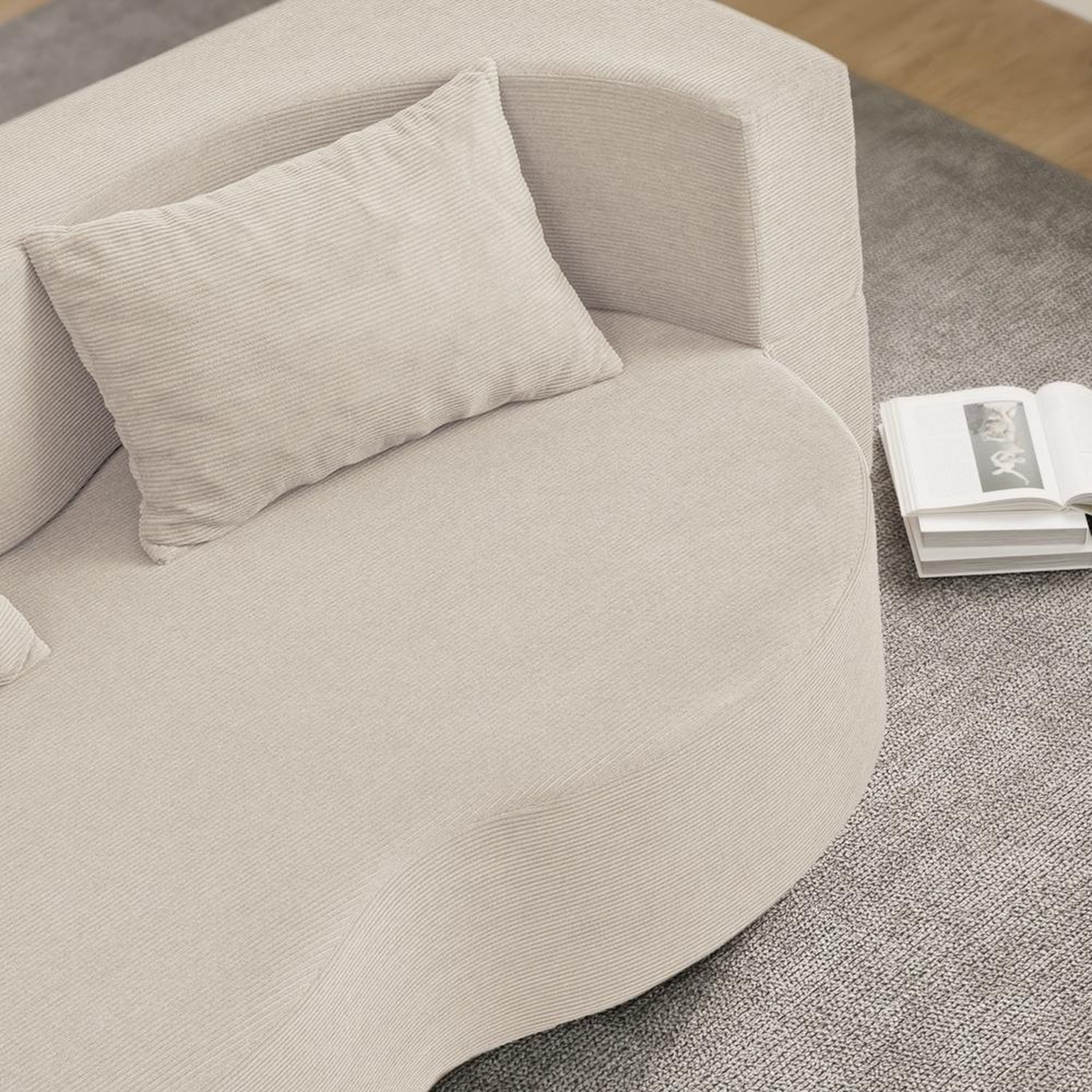 Voir la diapositive 4 : SOBUY Canapé-lit 2 places convertible en velours côtelé beige 177x107x32 cm fst101-mi