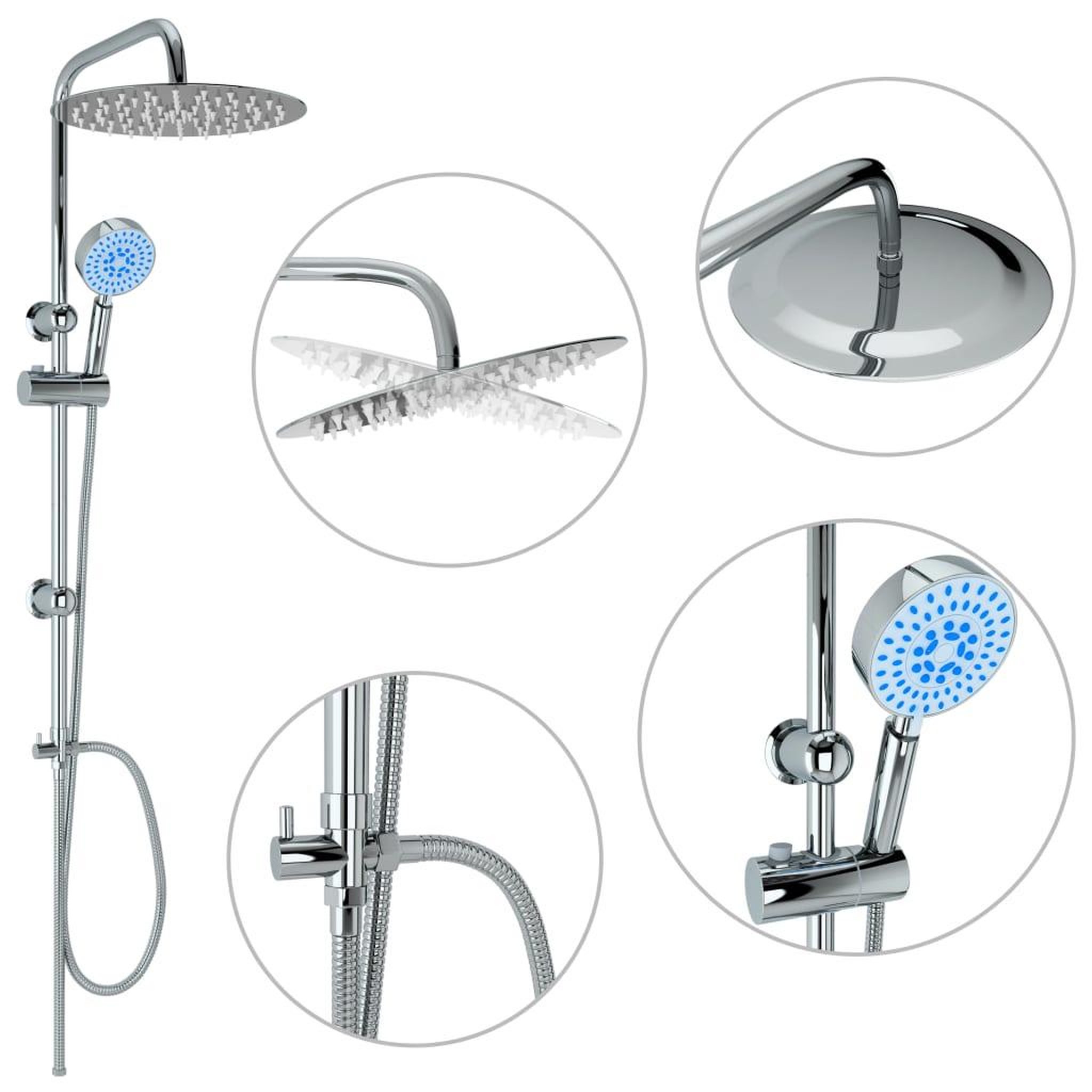 VIDAXL Ensemble de douche a deux tetes avec douchette acier inoxydable