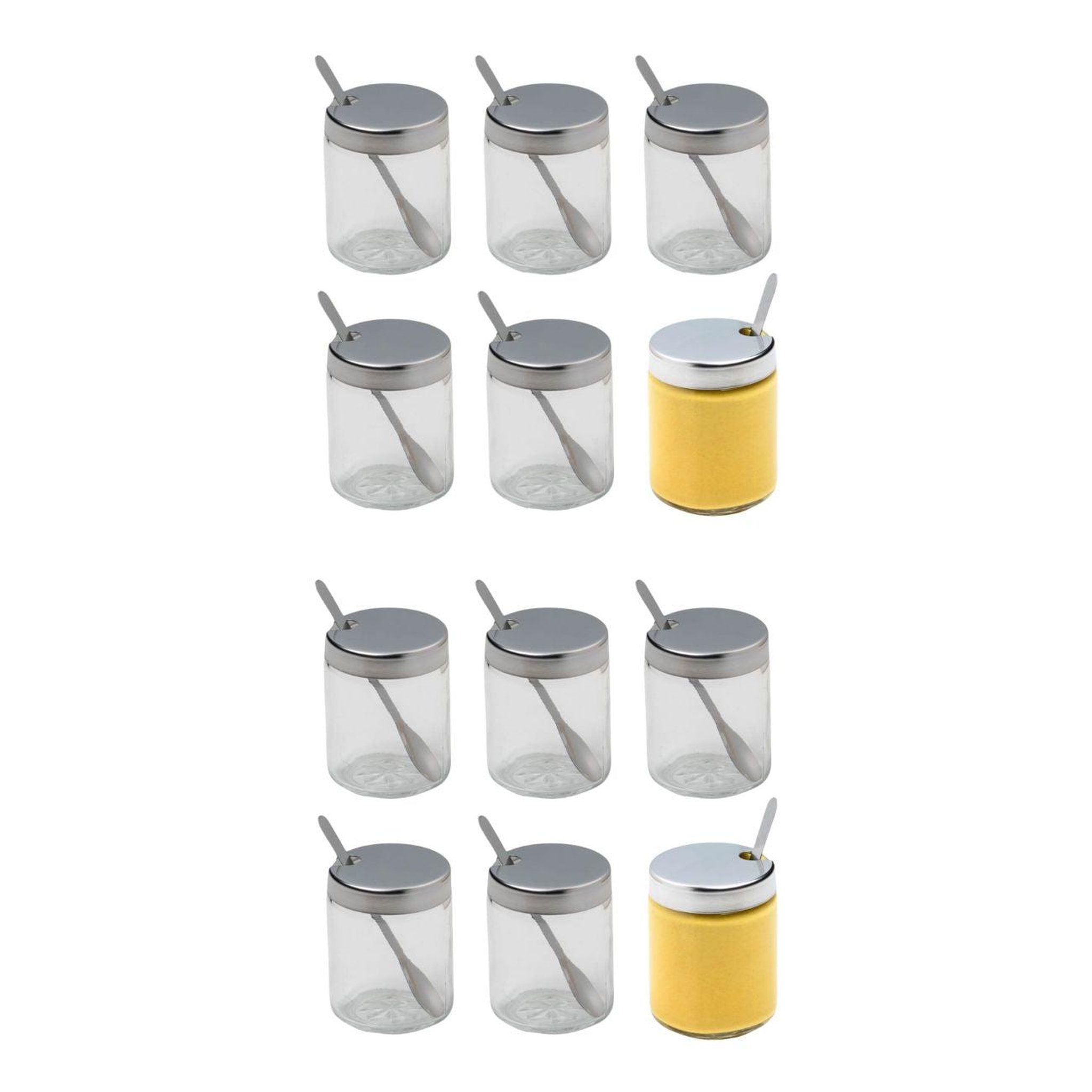 Fackelmann Set de 2 moutardiers en verre et inox fackelmann basic