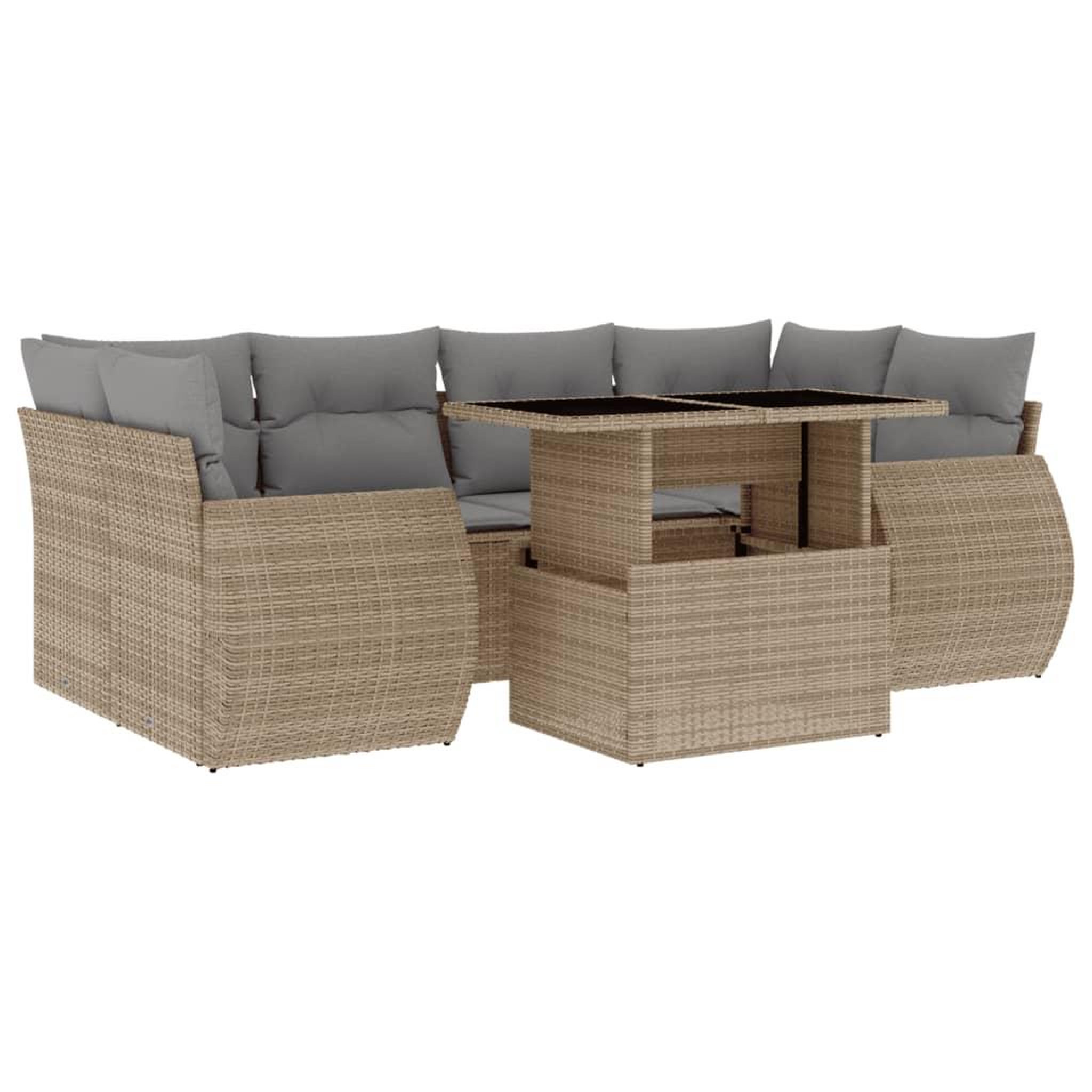 Voir la diapositive 2 : VIDAXL Salon de jardin avec coussins 7 pcs beige resine tressee