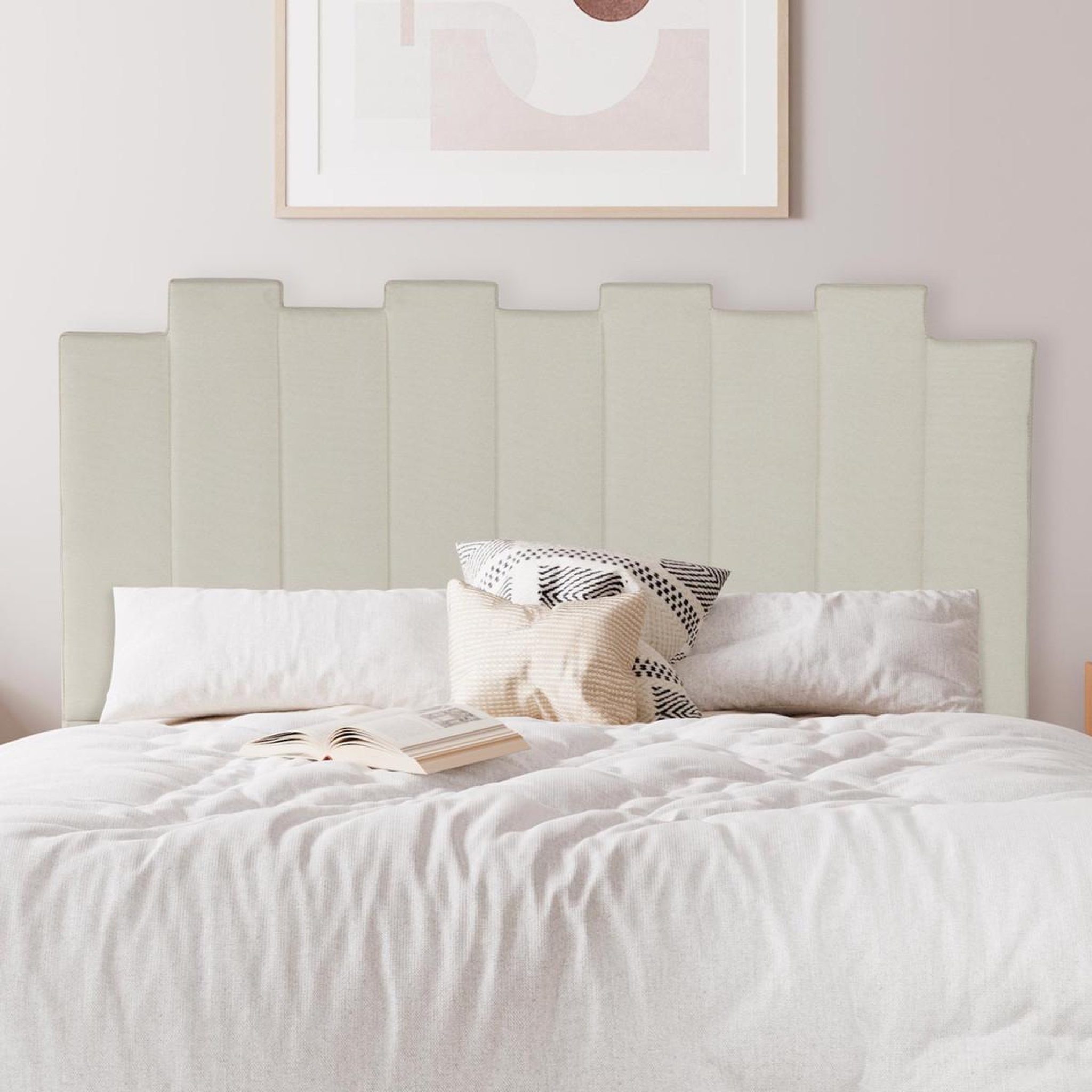 Voir la diapositive 6 : Paris Prix Tête de lit en tissu design  kenty  140cm beige