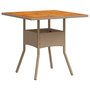 Voir la diapositive 2 : VIDAXL Table de jardin beige 80x80x75 cm resine tressee et bois acacia