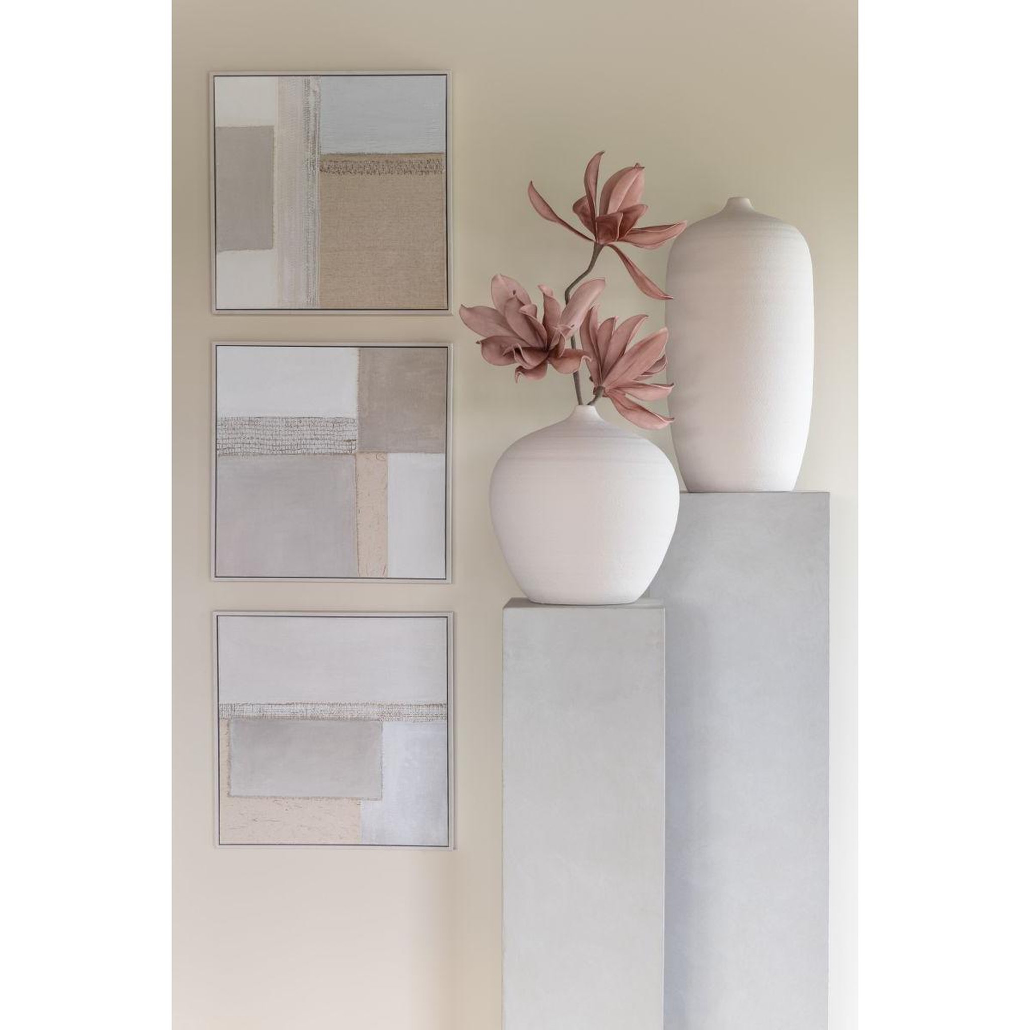 Voir la diapositive 3 : J-LINE Vase bouteille en argile  cassia  35cm blanc