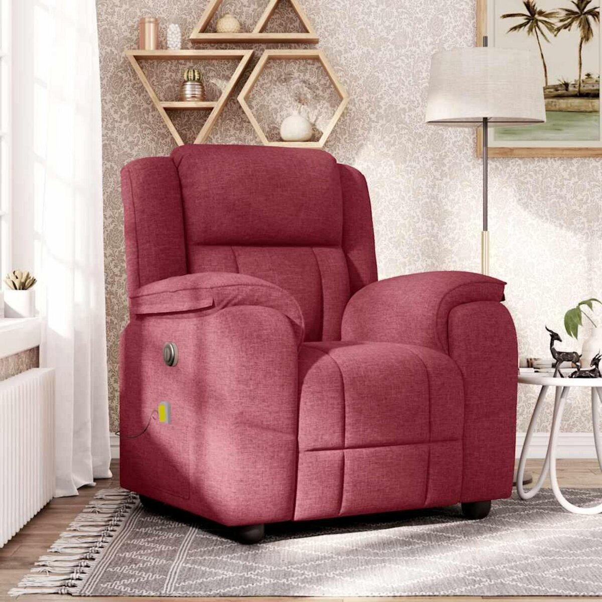 VIDAXL Fauteuil de massage inclinable Rouge bordeaux Tissu