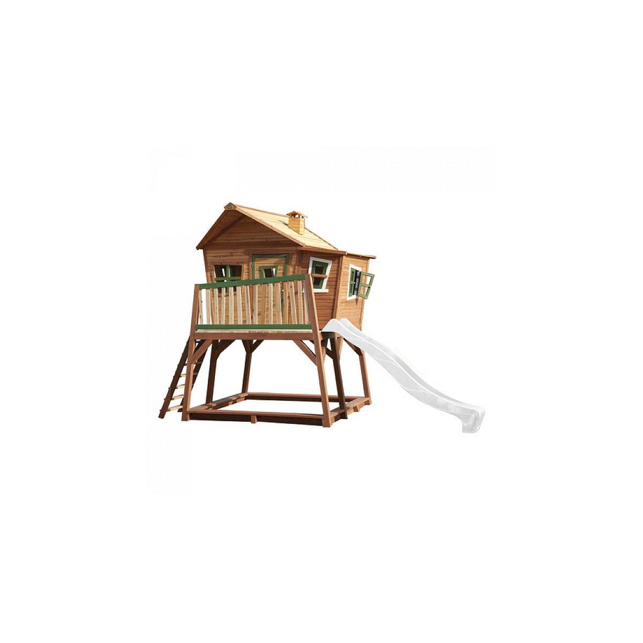 Axi House Axi crooked max maisonnette marron vert toboggan blanc