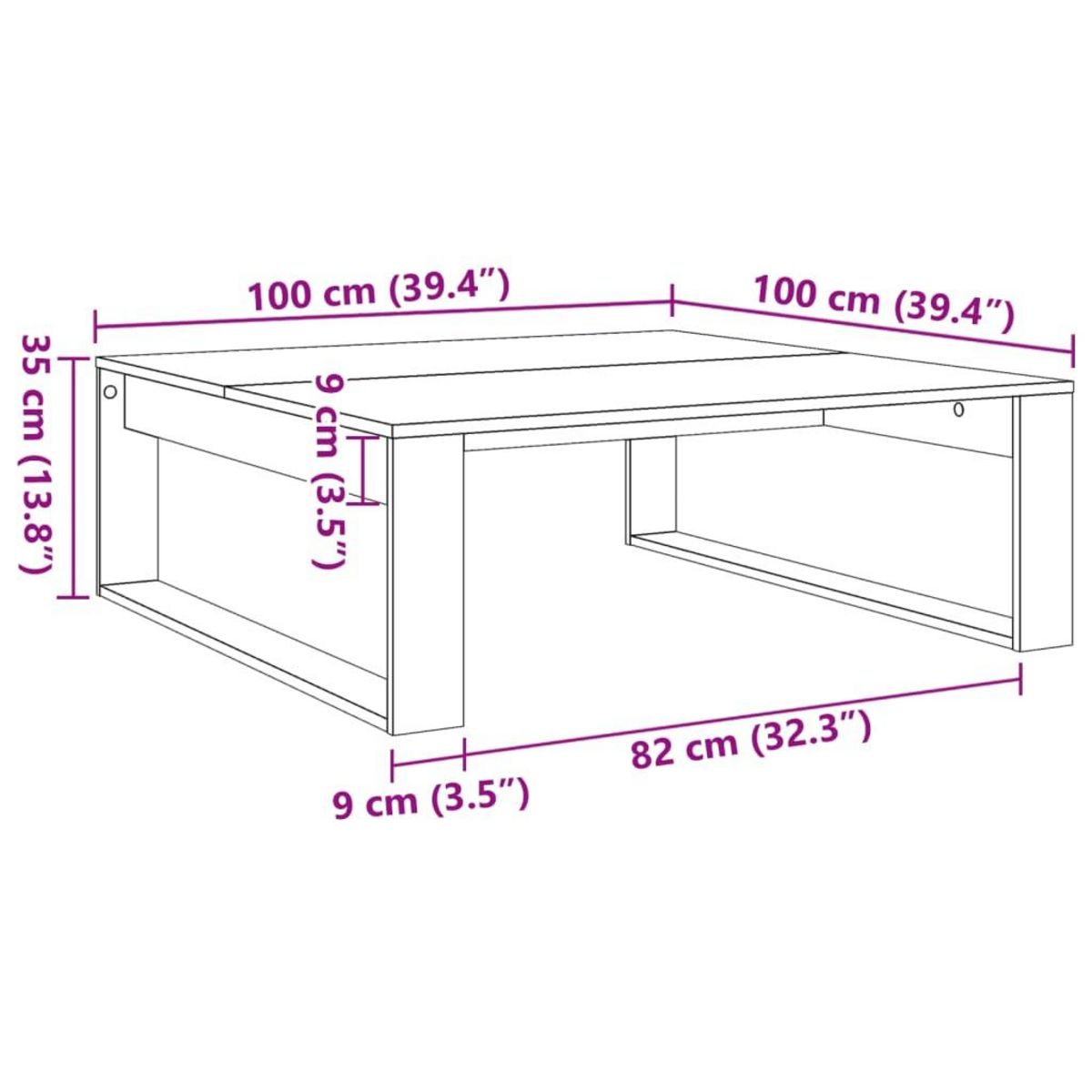 VIDAXL Table basse chene artisanal 100x100x35 cm bois d'ingenierie