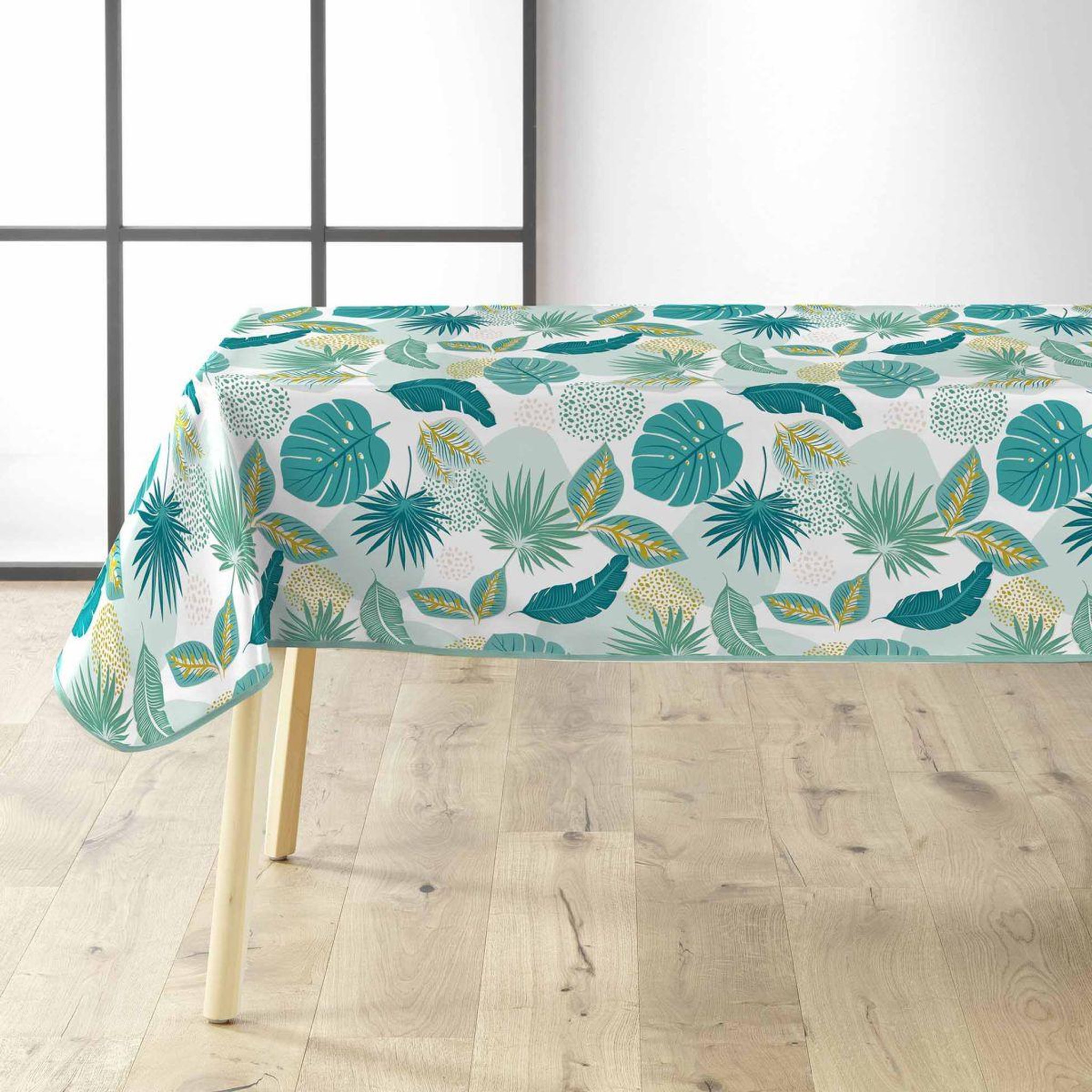 Douceur d'Intérieur Nappe toile cirée imprimé  plantania  140x240cm bleu