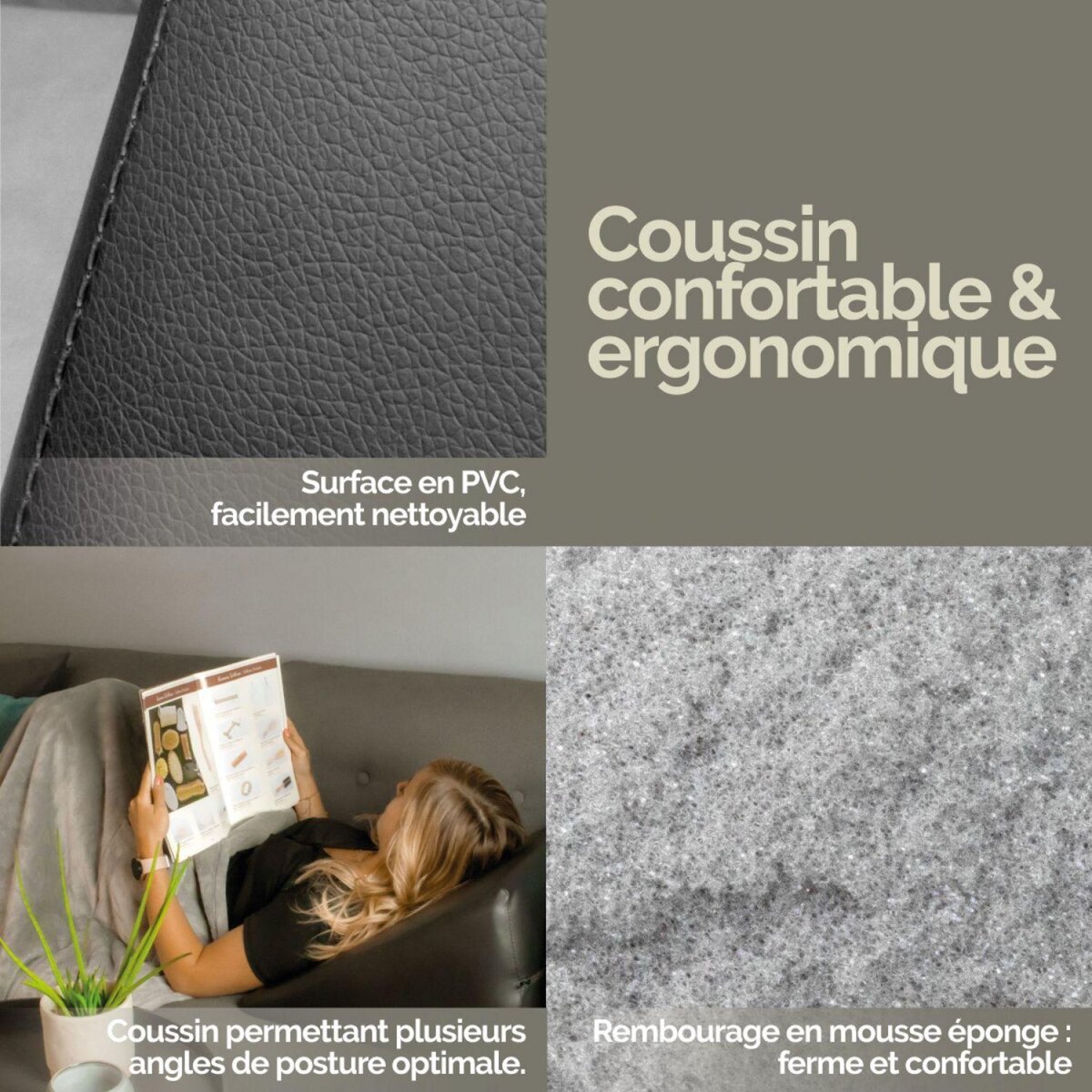 VIVEZEN Coussin incliné cale dos ou jambes triangulaire