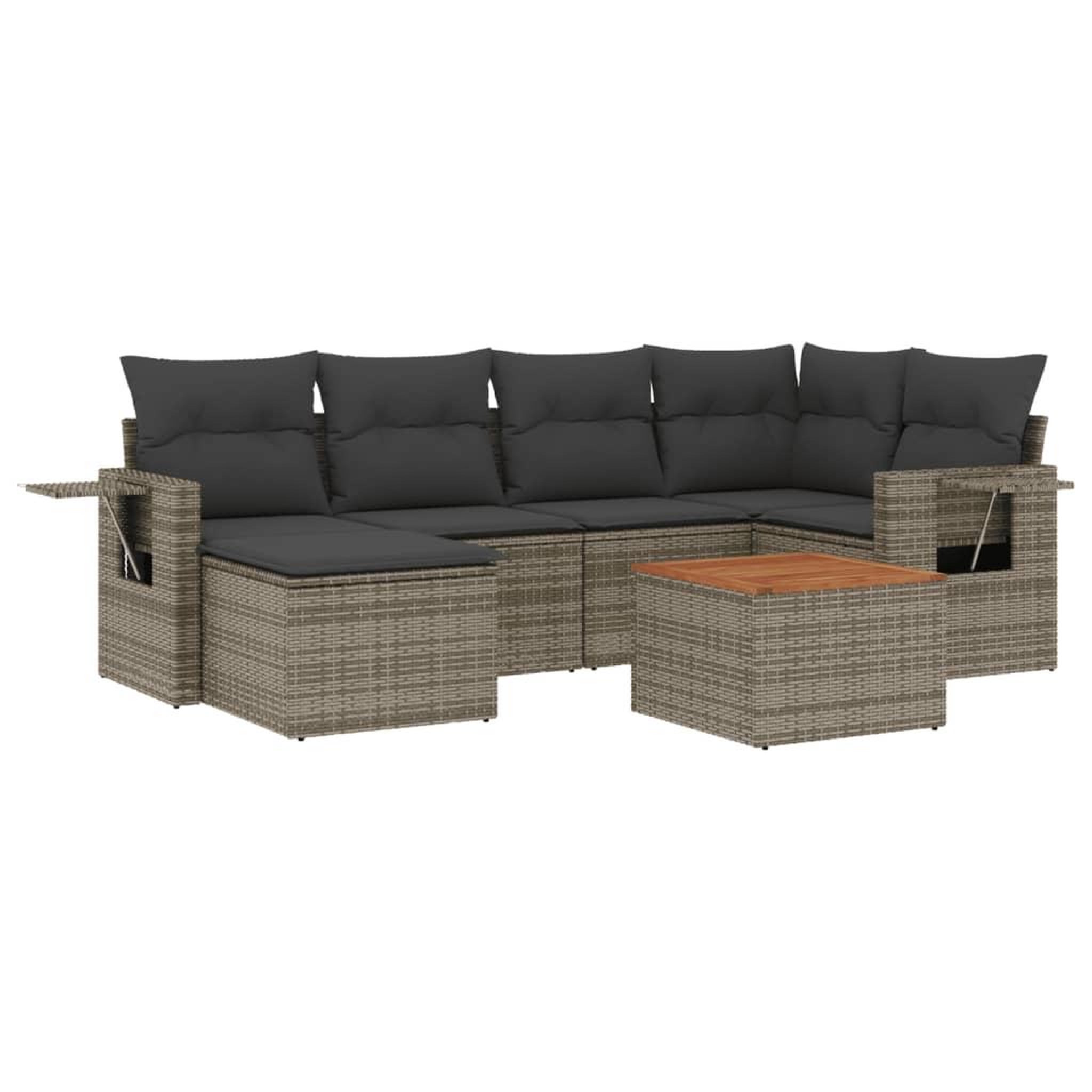 Voir la diapositive 2 : VIDAXL Salon de jardin avec coussins 7 pcs gris resine tressee