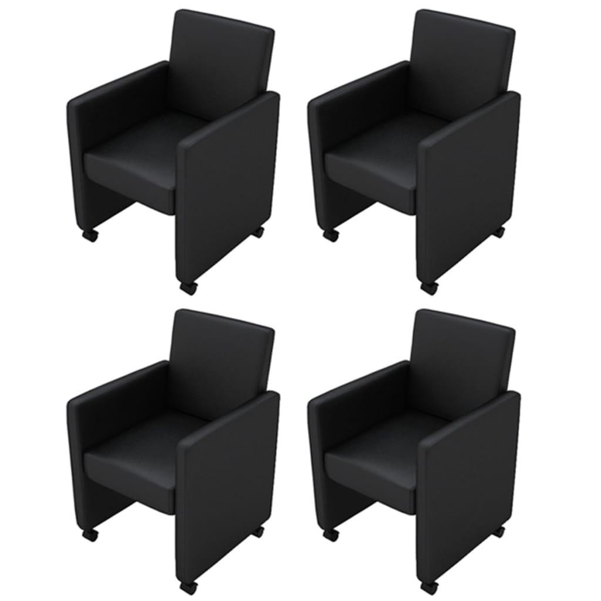 VIDAXL Chaises a manger lot de 4 noir similicuir