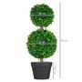 Voir la diapositive 3 : HOMCOM Lot de 2 arbres buis artificiel double boules avec tronc et pot inclus - H.60 cm PE vert