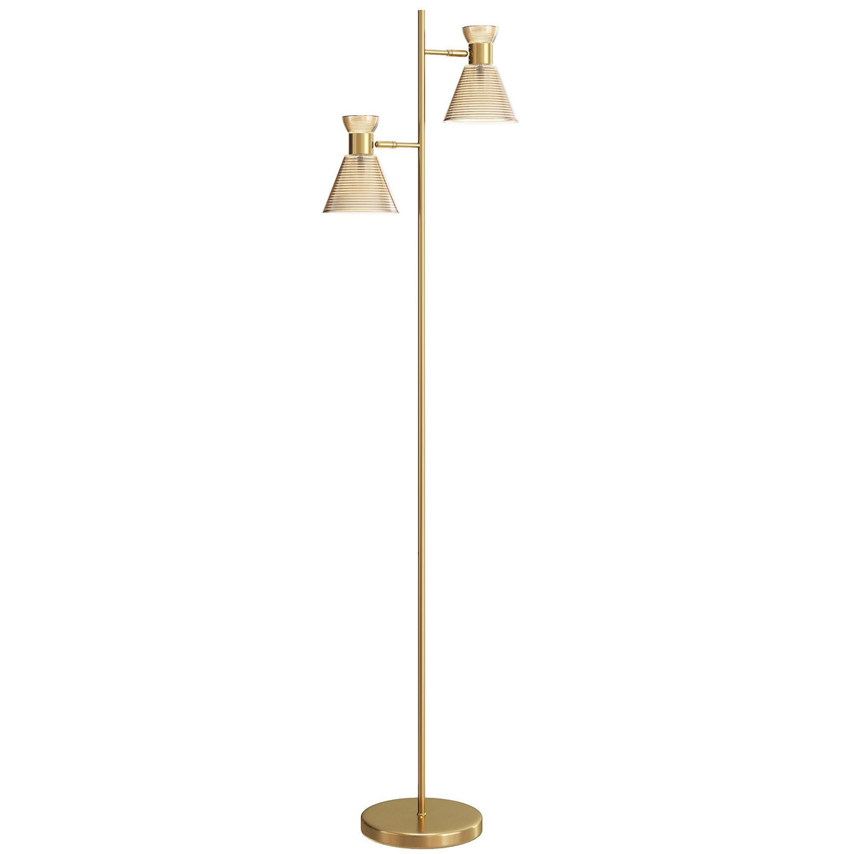 HOMCOM Lampadaire sur pied design H.165cm double tête réglable verre conique métal doré
