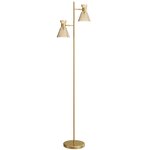 HOMCOM Lampadaire sur pied design H.165cm double tête réglable verre conique métal doré