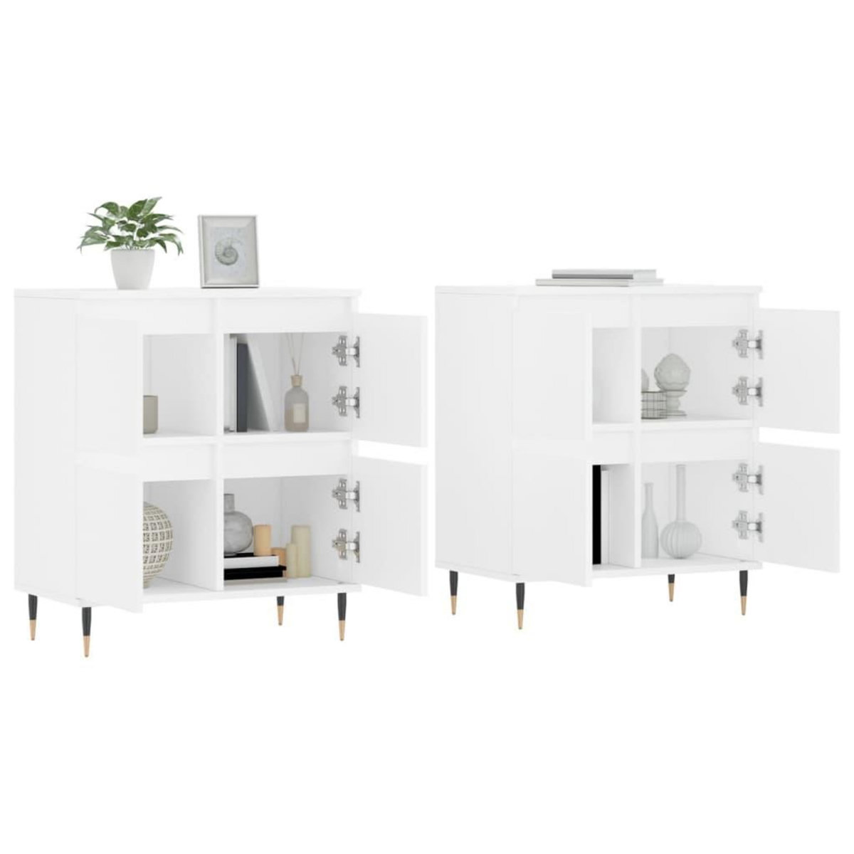 VIDAXL Buffets 2 pcs blanc bois d'ingenierie