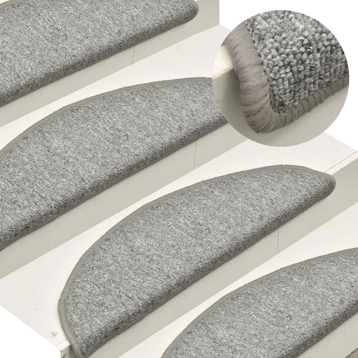 VIDAXL Tapis d'escalier 30 pcs gris clair 56x17x3 cm