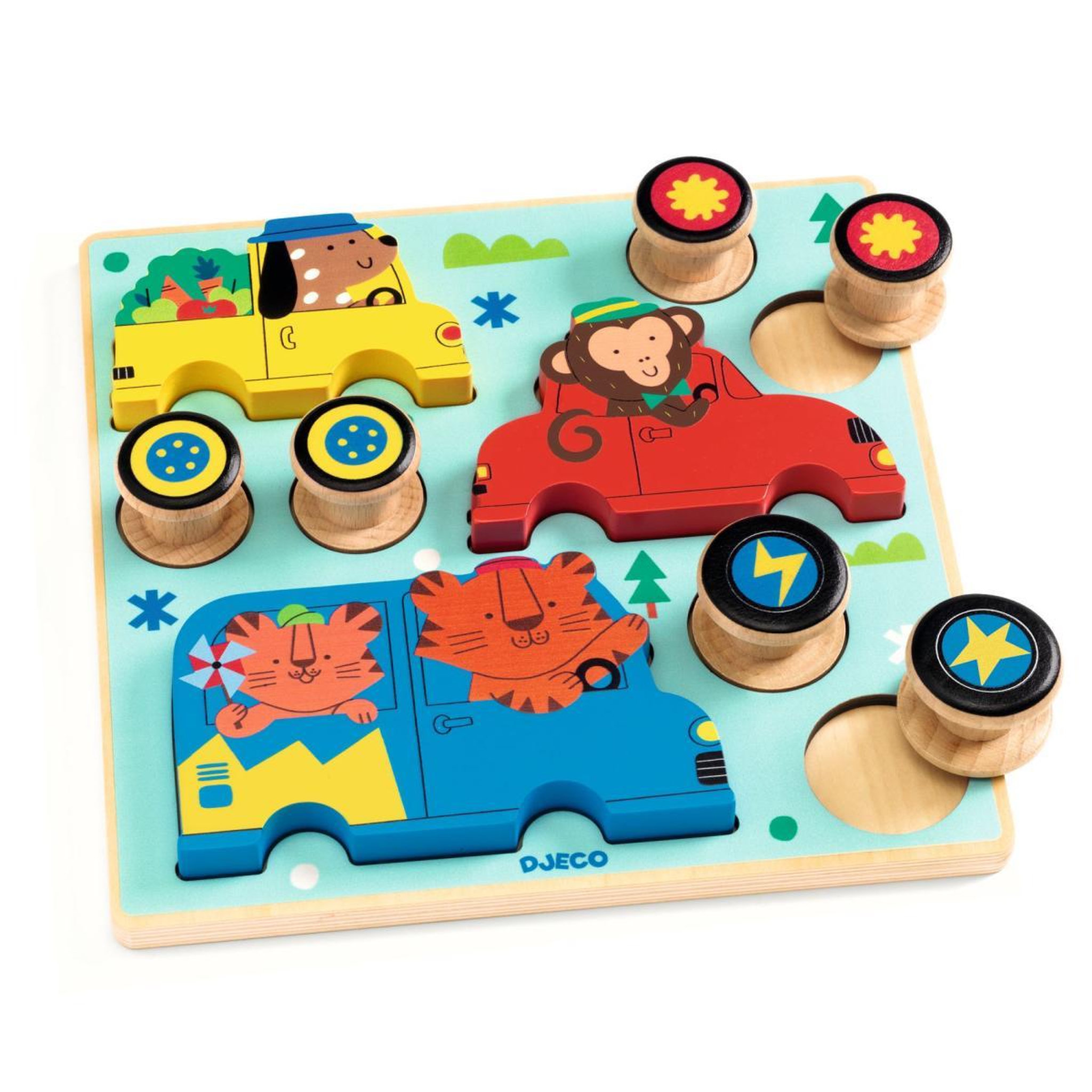 Voir la diapositive 2 : Djeco Puzz  and  Roll Color - puzzle d encastrement