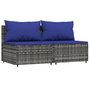 Voir la diapositive 2 : VIDAXL Canapés centraux de jardin et coussins 2pcs Gris Résine tressée
