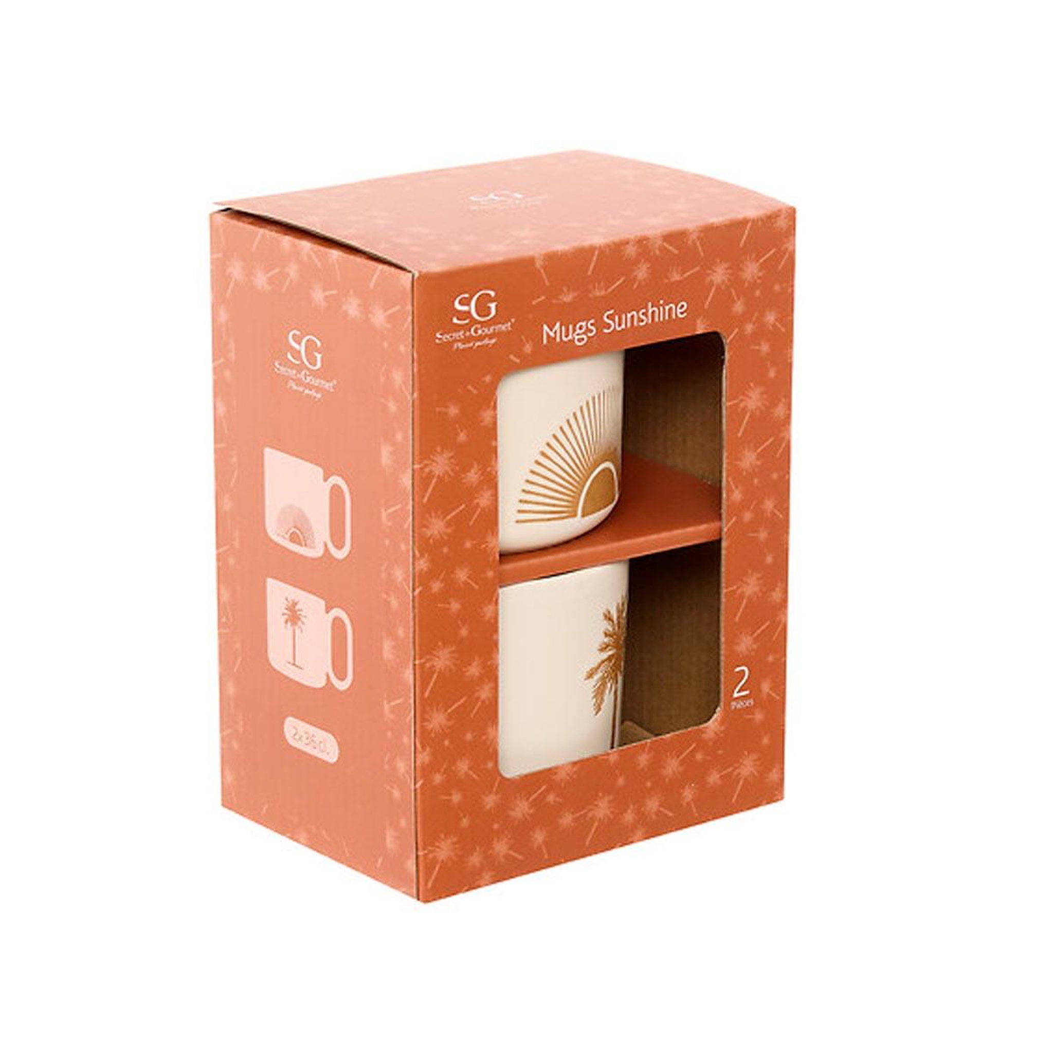 Voir la diapositive 5 : SECRET DE GOURMET Coffret 2 mugs  sunshine  36cl beige