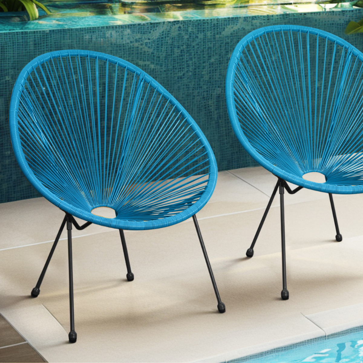 CONCEPT USINE Set de 2 chaises Bleu ACAPULCO