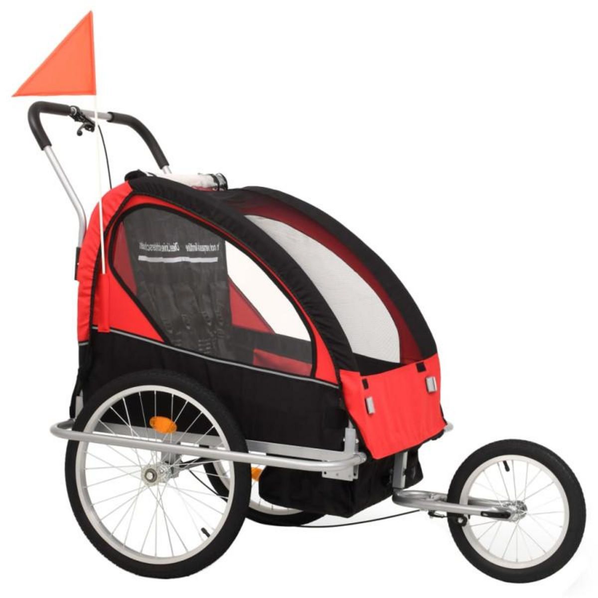 VIDAXL Remorque de vélo et poussette 2 en 1 noir et rouge