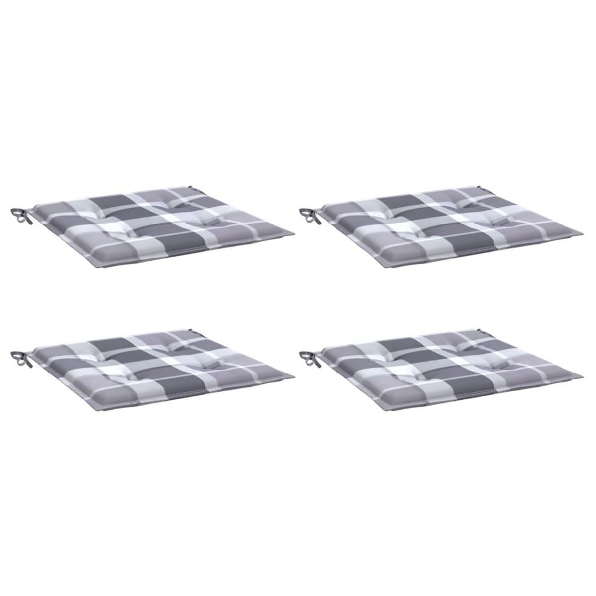 VIDAXL Coussins de chaise de jardin lot de 4 carreaux gris 50x50x3 cm
