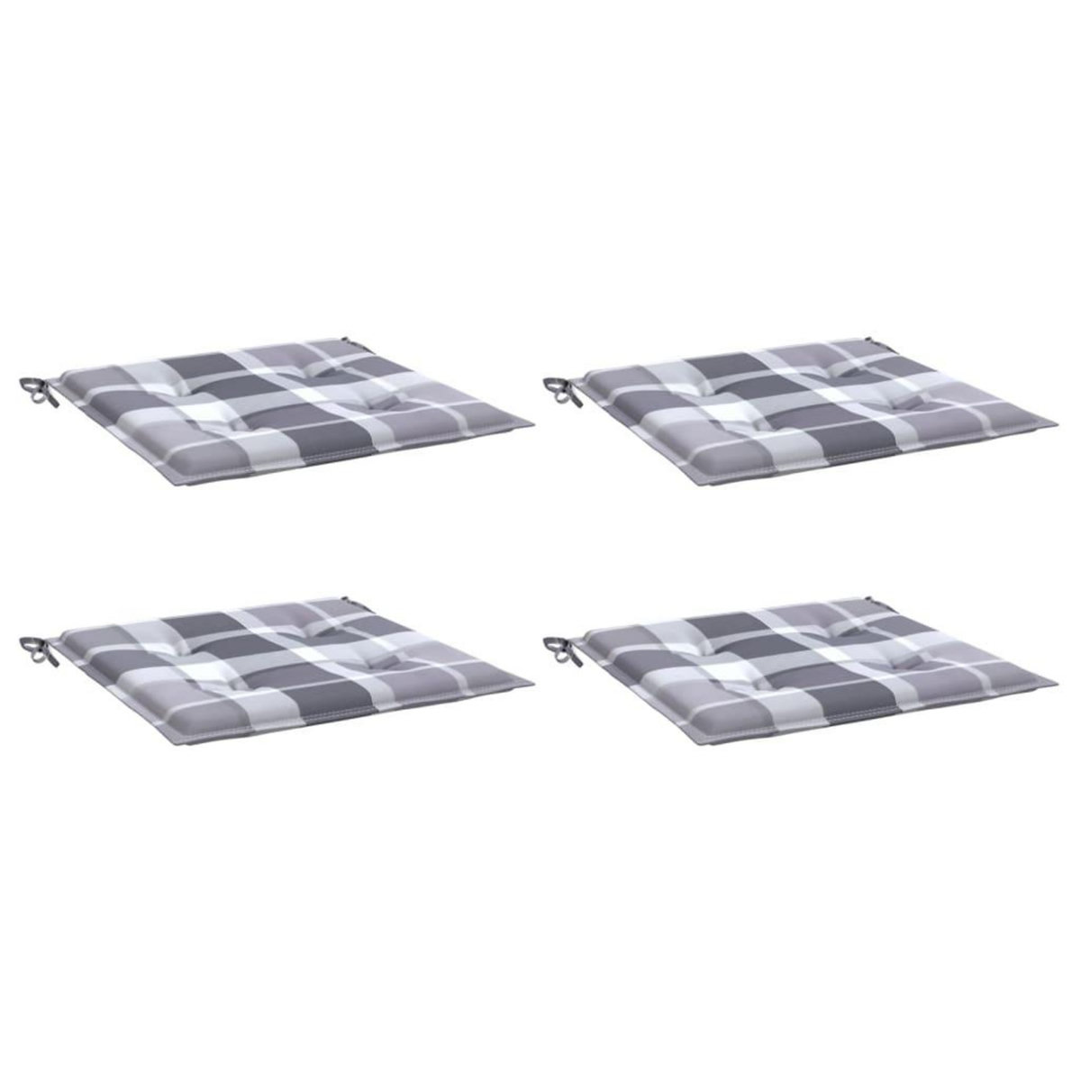 VIDAXL Coussins de chaise de jardin lot de 4 carreaux gris 50x50x3 cm