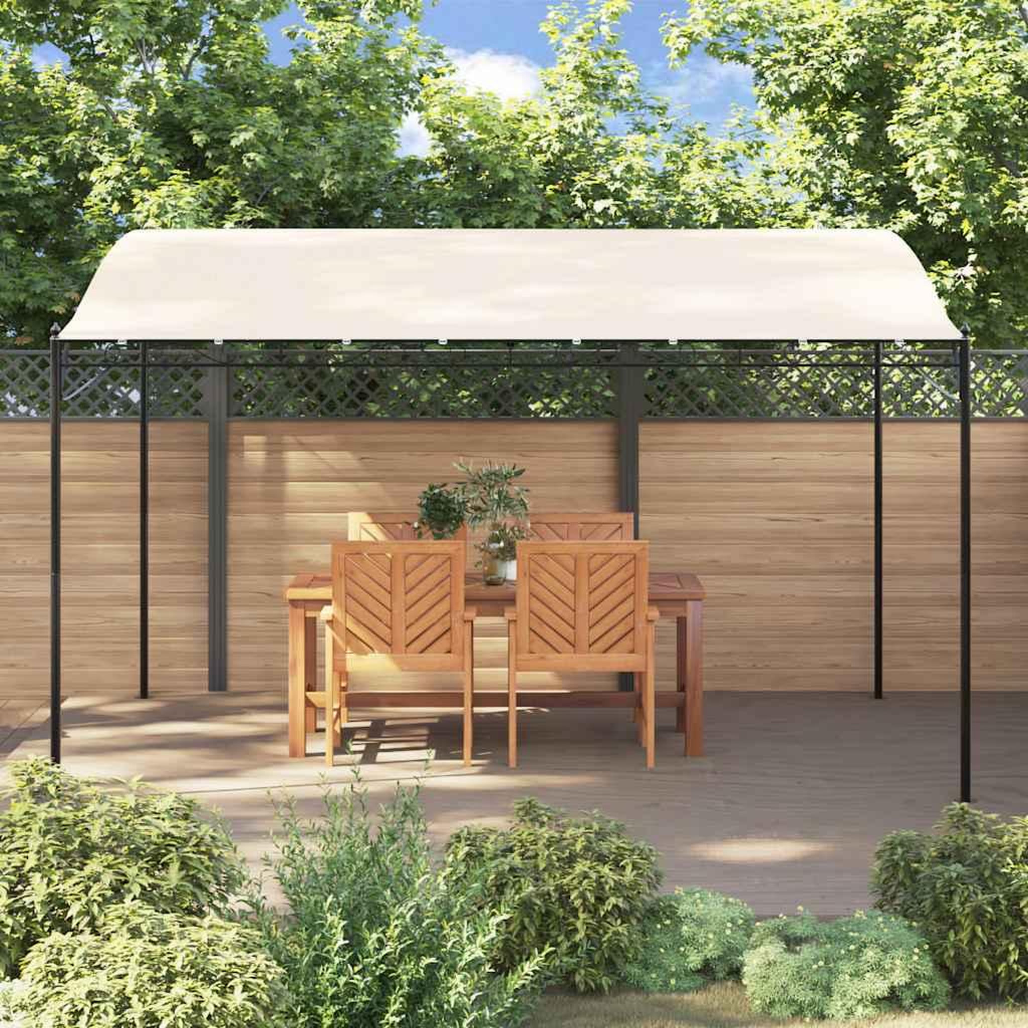 Voir la diapositive 3 : VIDAXL Auvent creme 4x3 m 180 g/m^2 tissu et acier