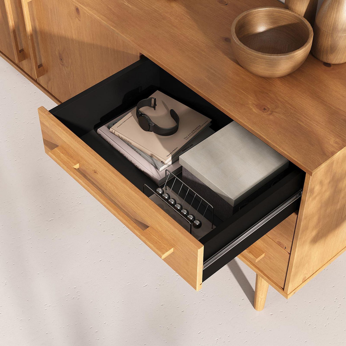 IDIMEX Buffet TECCA L 170 cm 2 portes 3 tiroirs en bois massif