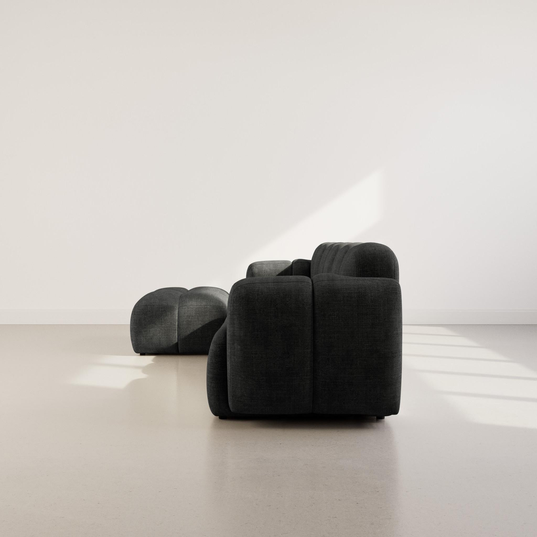 Voir la diapositive 6 : BEST MOBILIER Grace - canapé modulable d'angle réversible 4 places en velours texturé