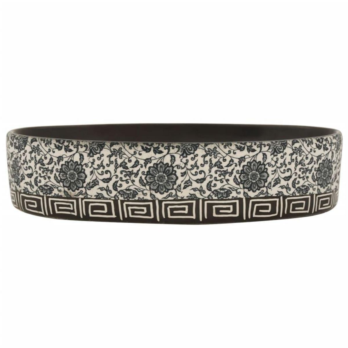 VIDAXL Vasque a poser noir et bleu ovale 56,5x36,5x13,5 cm ceramique