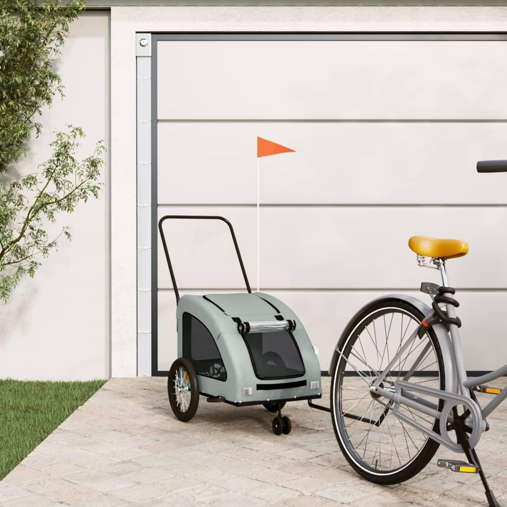 VIDAXL Remorque de velo pour animaux de compagnie gris