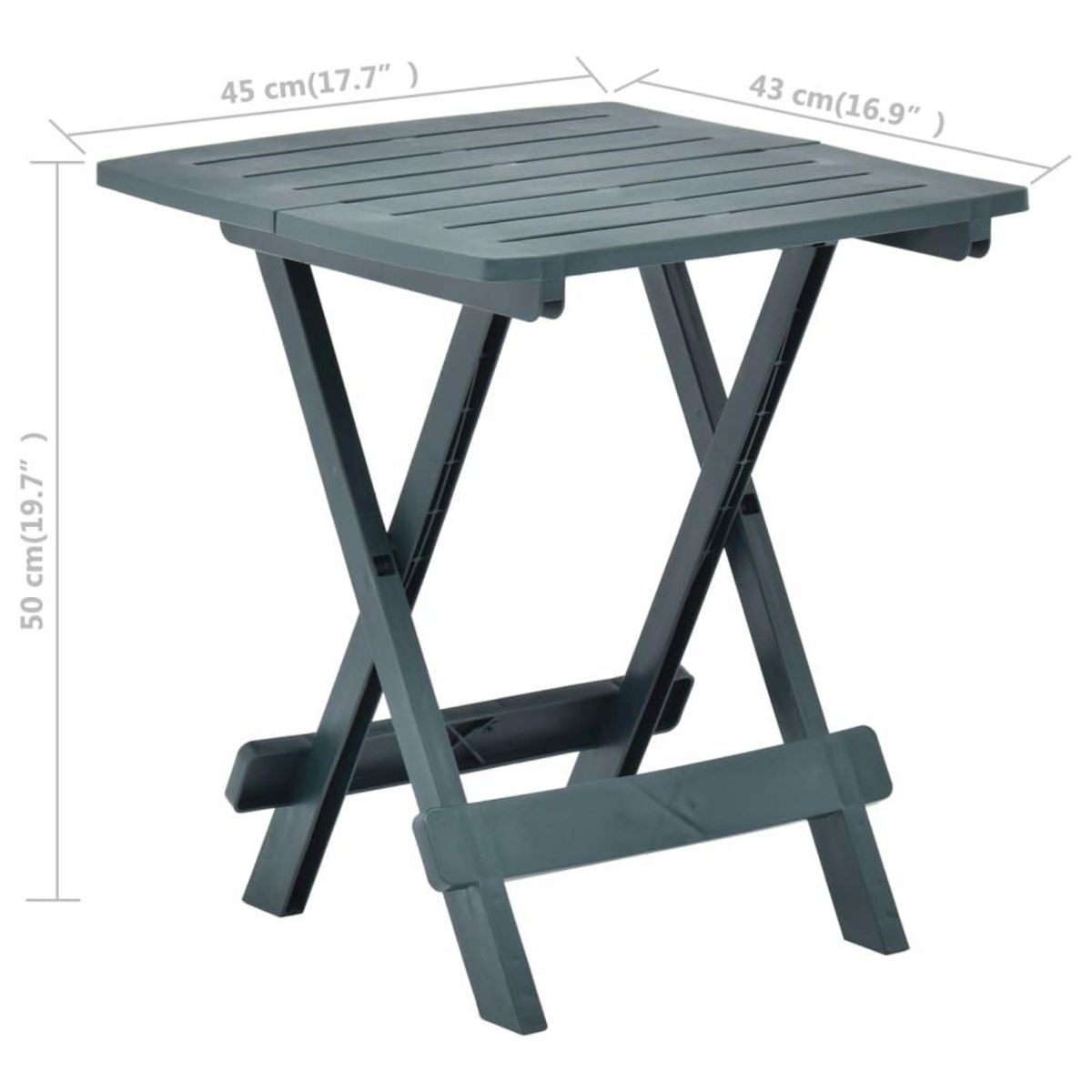 VIDAXL Table pliable de jardin vert 45x43x50 cm plastique