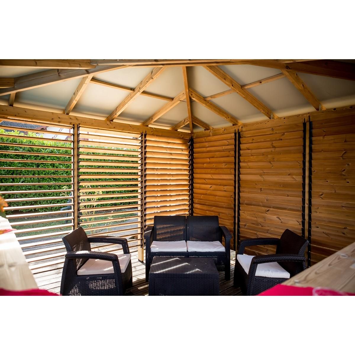 Habrita Abri de piscine en bois massif BLUETERM - 14,36 m2 - THB 3535.CCVV