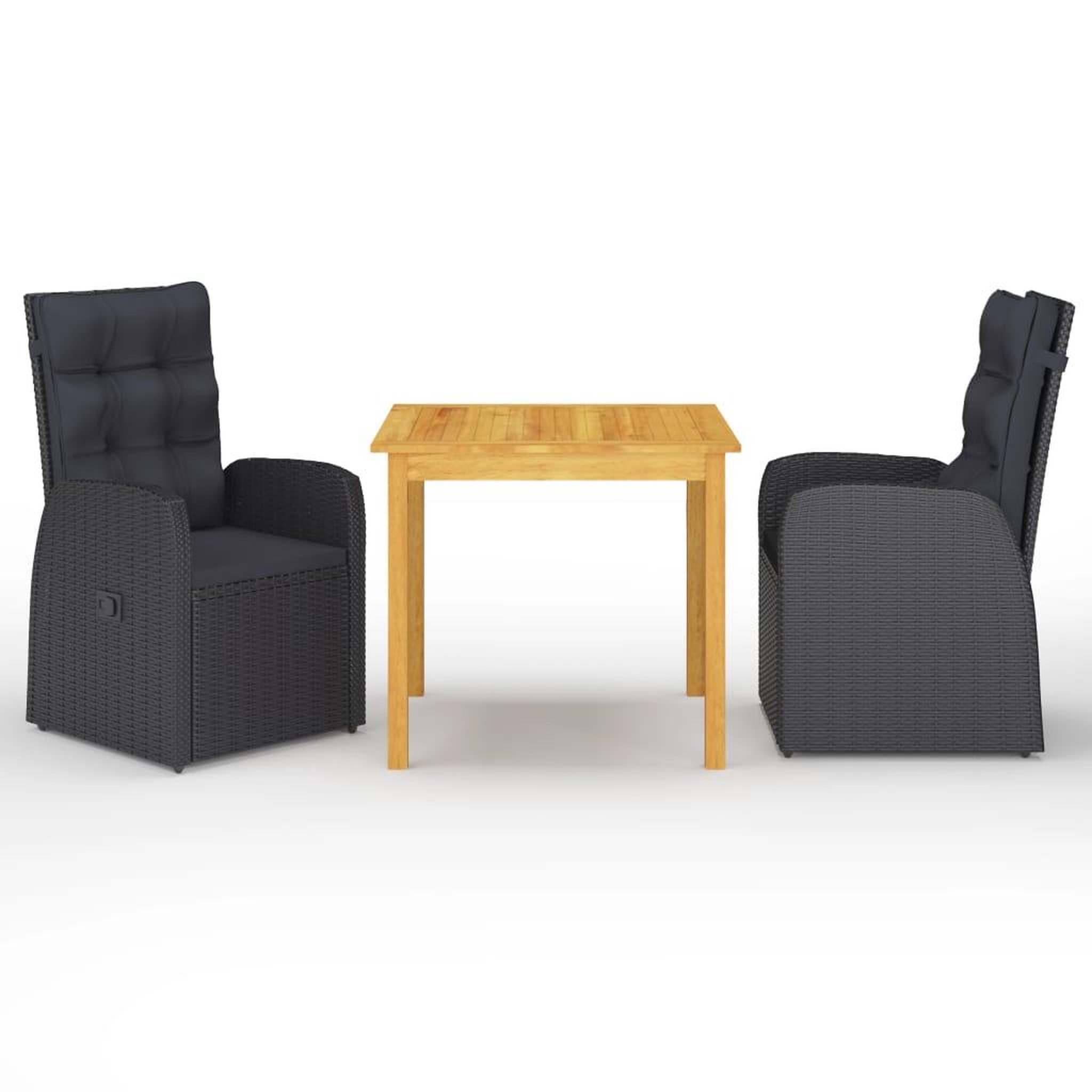 Voir la diapositive 1 : VIDAXL Ensemble a manger de jardin 3 pcs Noir