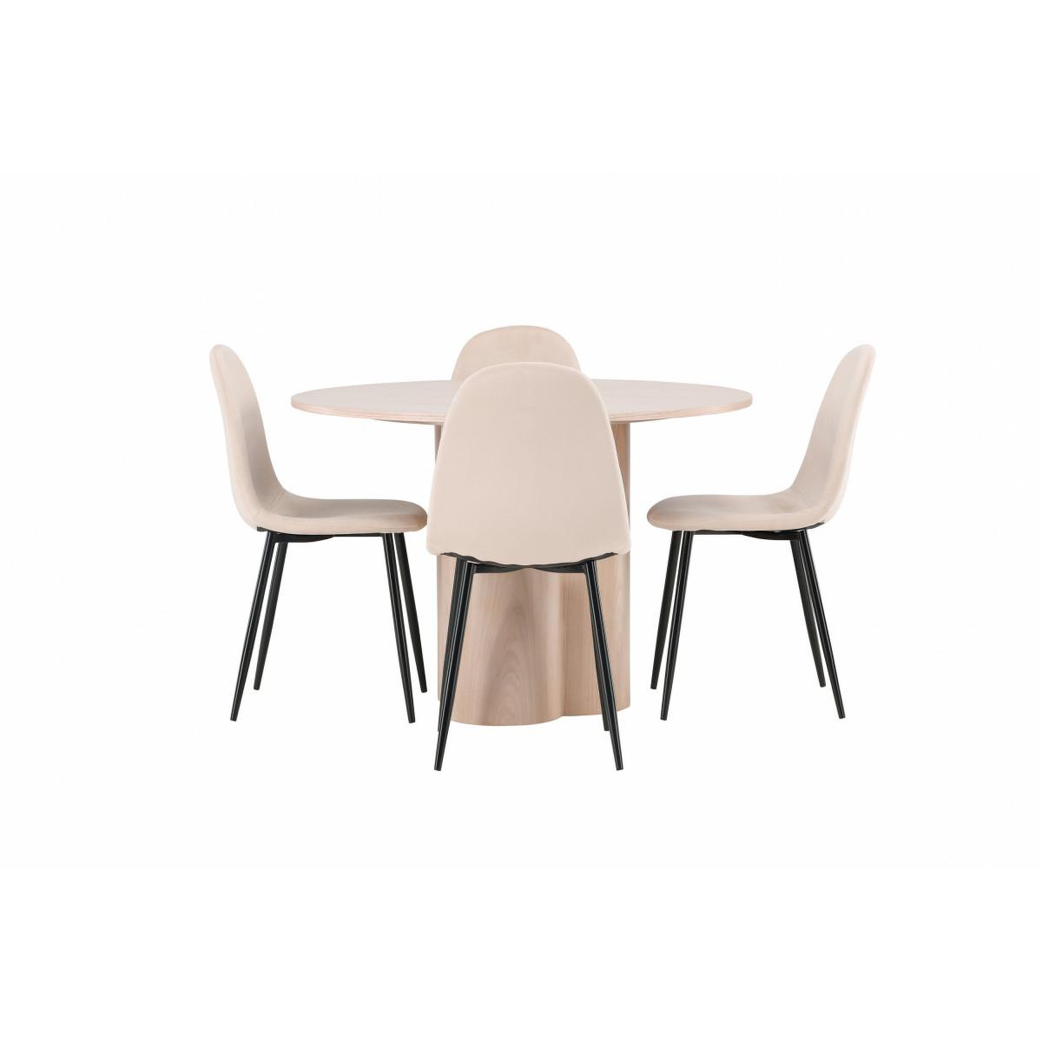 Voir la diapositive 2 : Paris Prix Ensemble table à manger & 4 chaises  olivia & polar  110cm naturel & beige clair