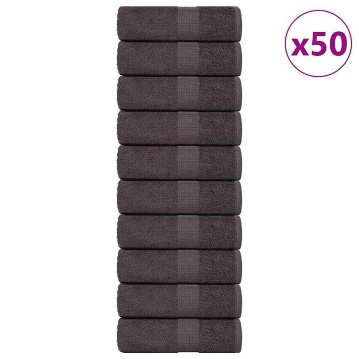 VIDAXL Serviettes d invité 50pcs anthracite 30x50cm 360g m² 100% coton
