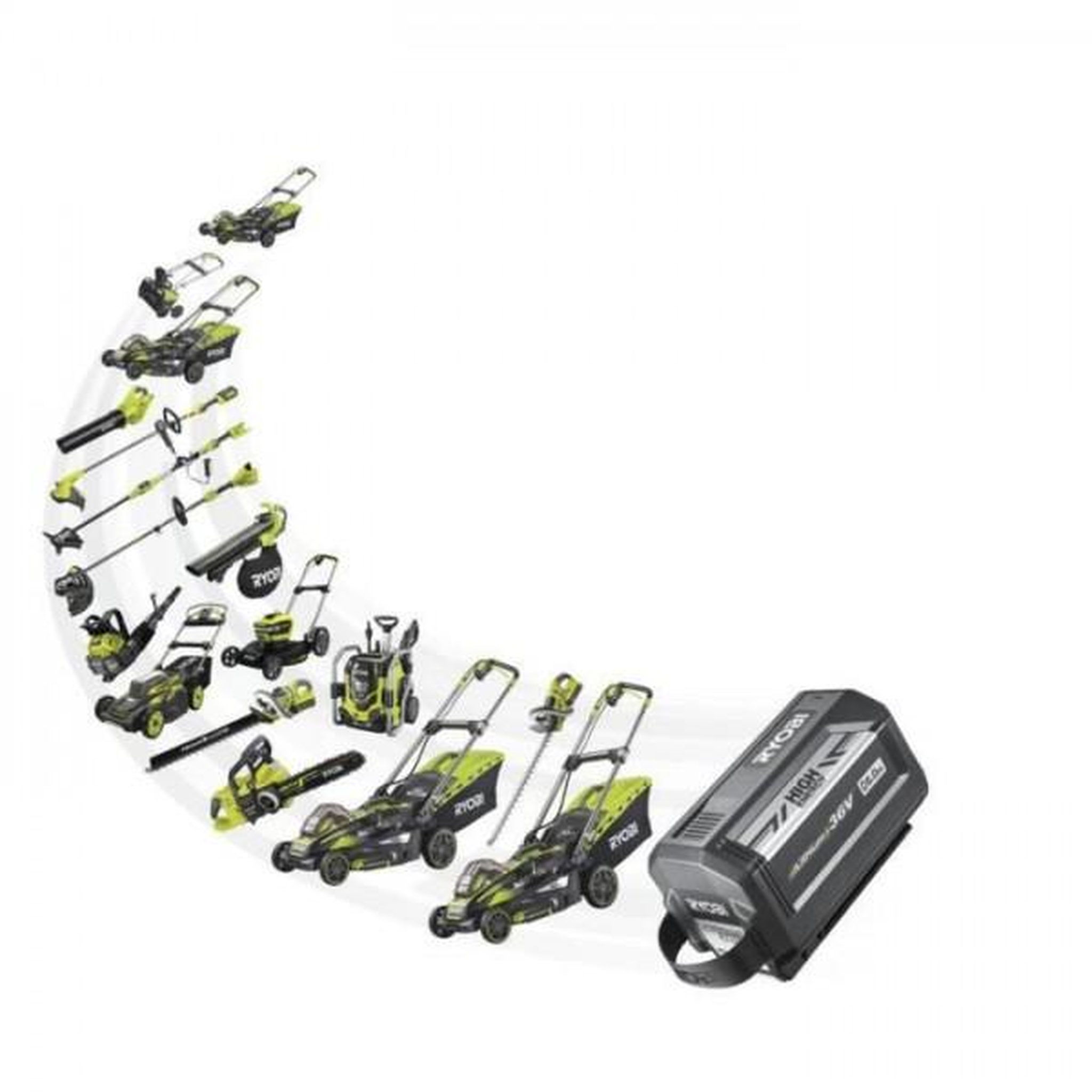 Voir la diapositive 2 : Ryobi Tondeuse a Gazon RYOBI -   tractée 36V MAXPOWER - Brushless - Ø coupe 51 cm + batterie 36V 6,0 Ah High Energy & chargeur - RY36LMX51A-16