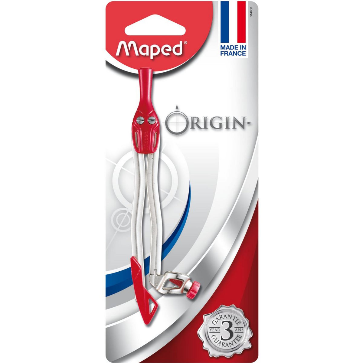 MAPED Compas à bague métal Origin rouge